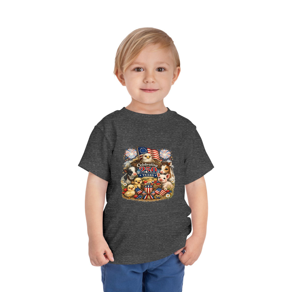 Toddler Tee — "Celebrating 250 Years" Patriotic Animals 4th of July Shirt