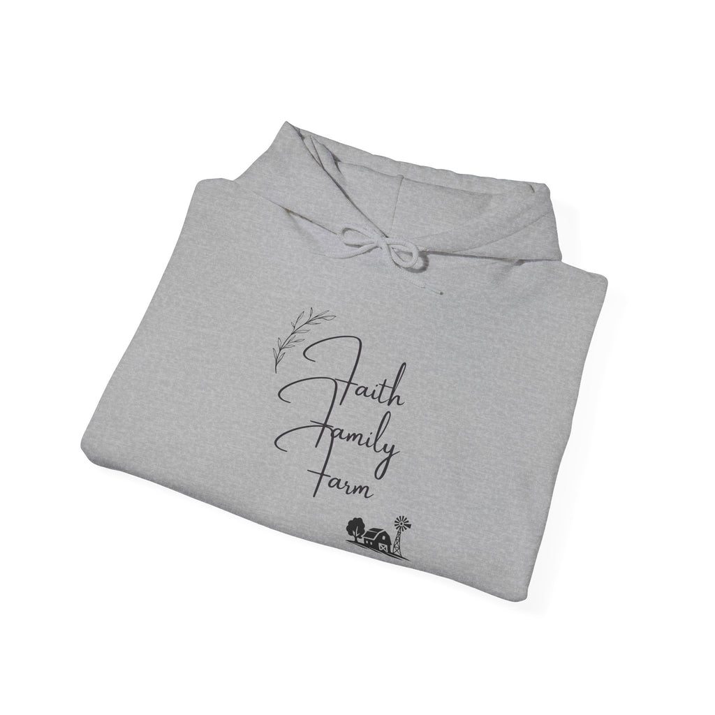Faith Family Farm Hoodie — Minimal Script Farmhouse Pullover