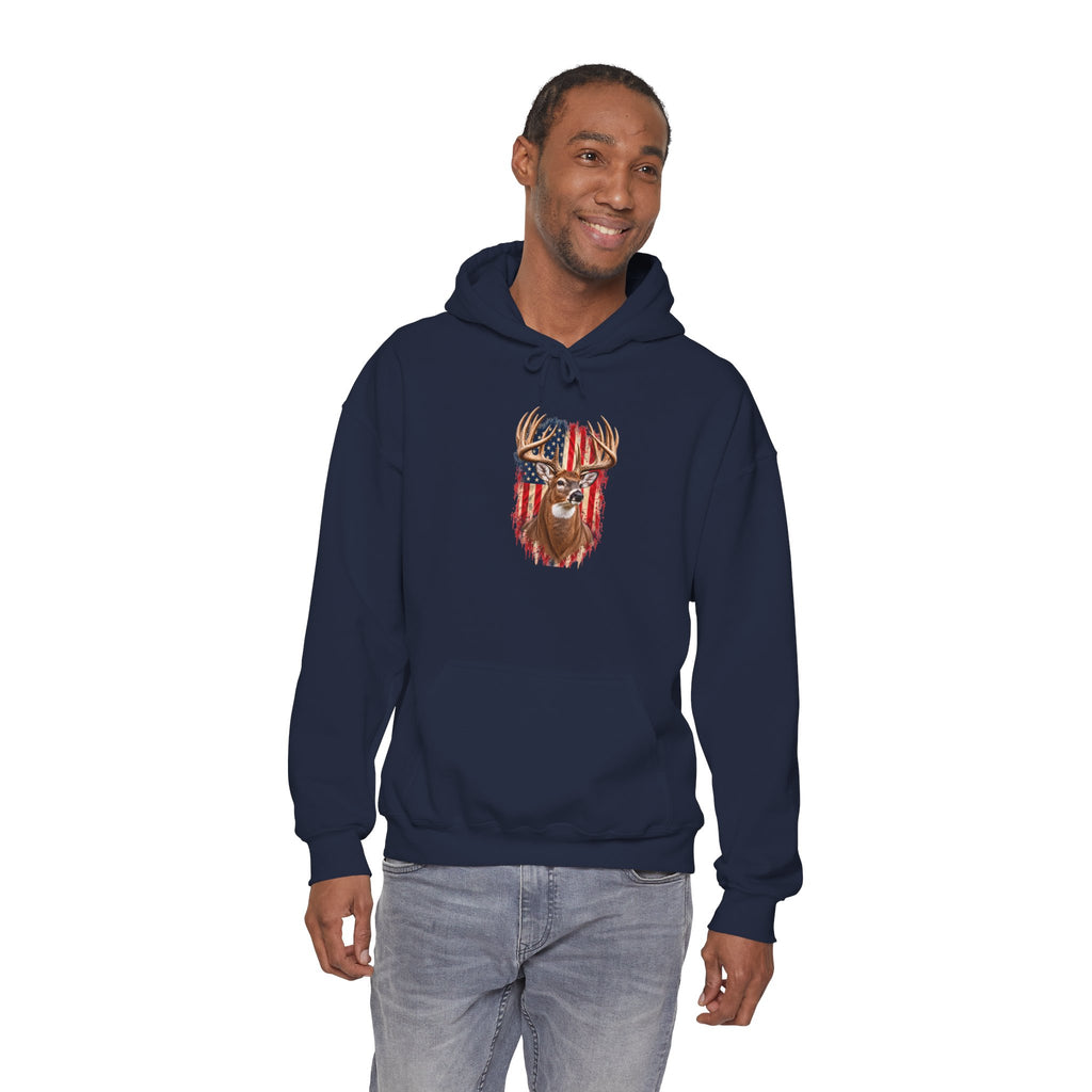 American Flag Deer Head Hoodie | Patriotic Buck Graphic Sweatshirt