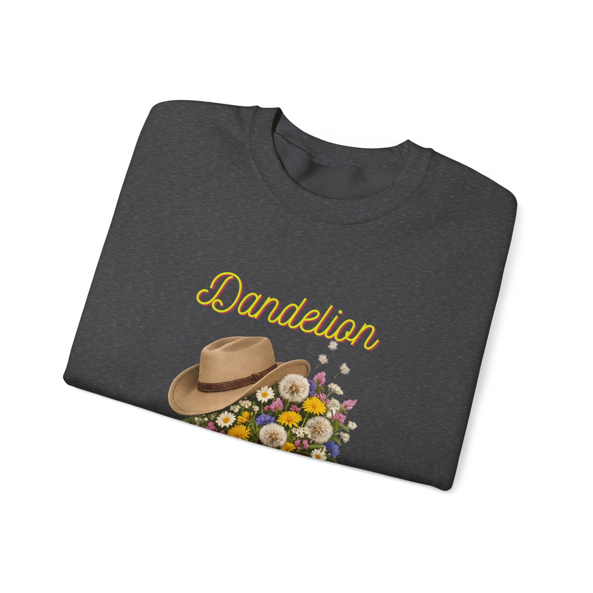 Dandelion Cowboy Boots & Hat Sweatshirt — Floral Western Crewneck