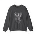 Deer Crewneck Sweatshirt with Distressed American Flag and Black and White Buck Design