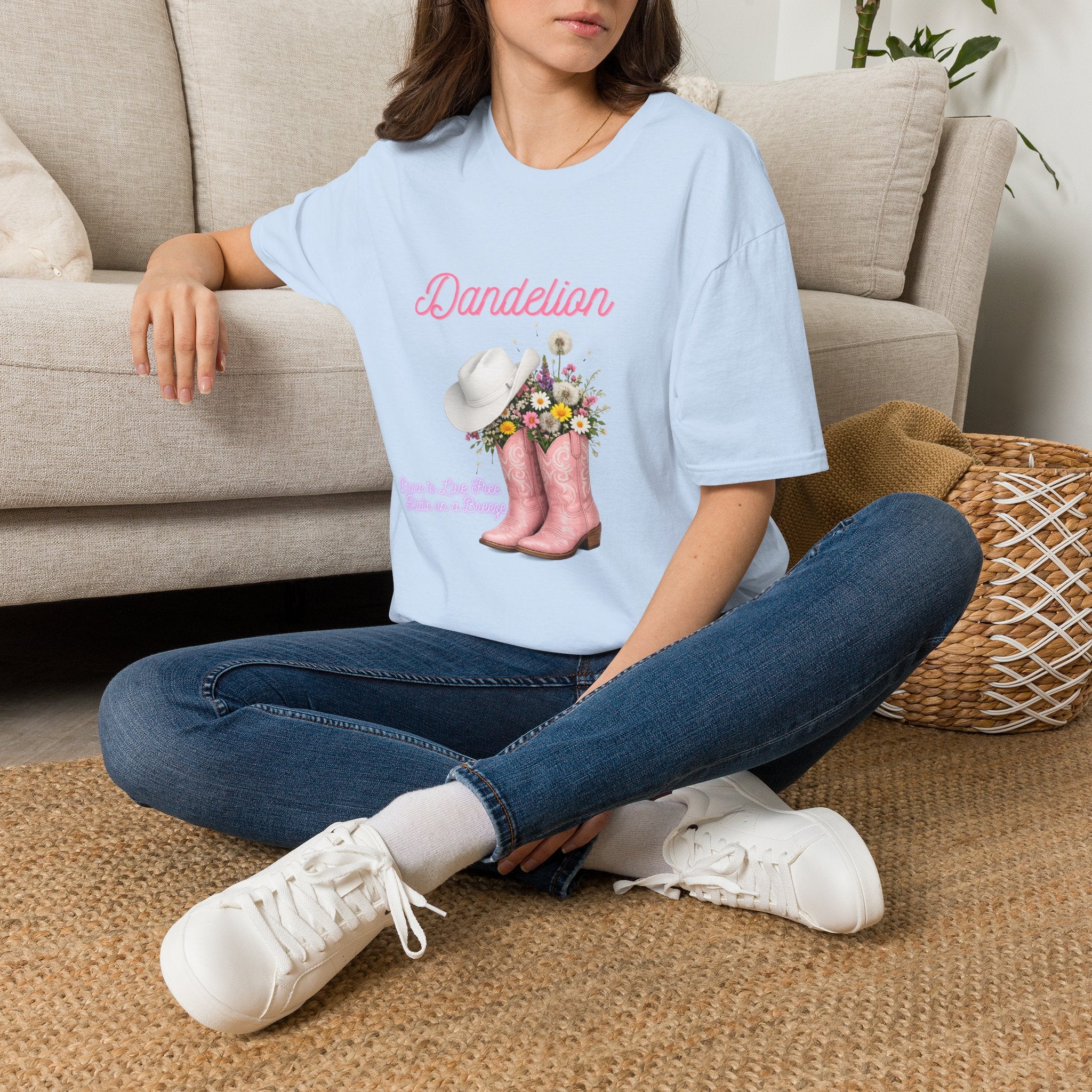 Dandelion Graphic T-Shirt — Floral Cowboy Boots & Hat Tee