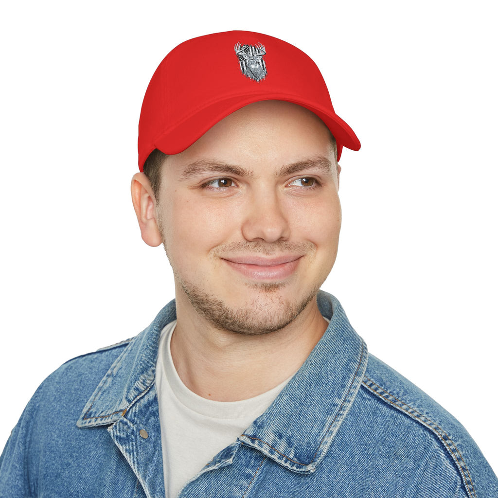 Low Profile Baseball Cap with Silver Viking Helmet Embroidery