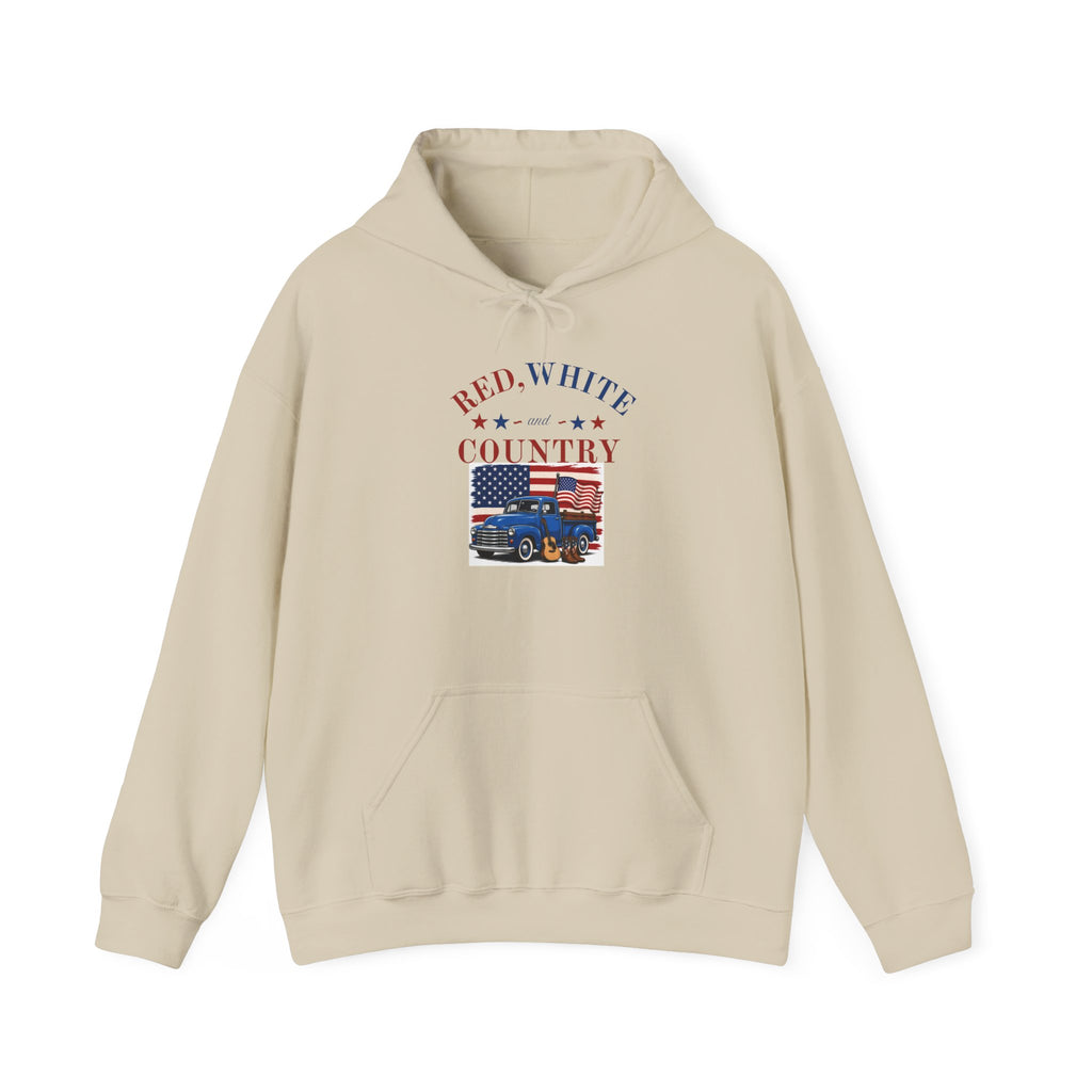 Patriotic Truck Hoodie — "Red White Country" / "Land of the Free, Home of the Brave"