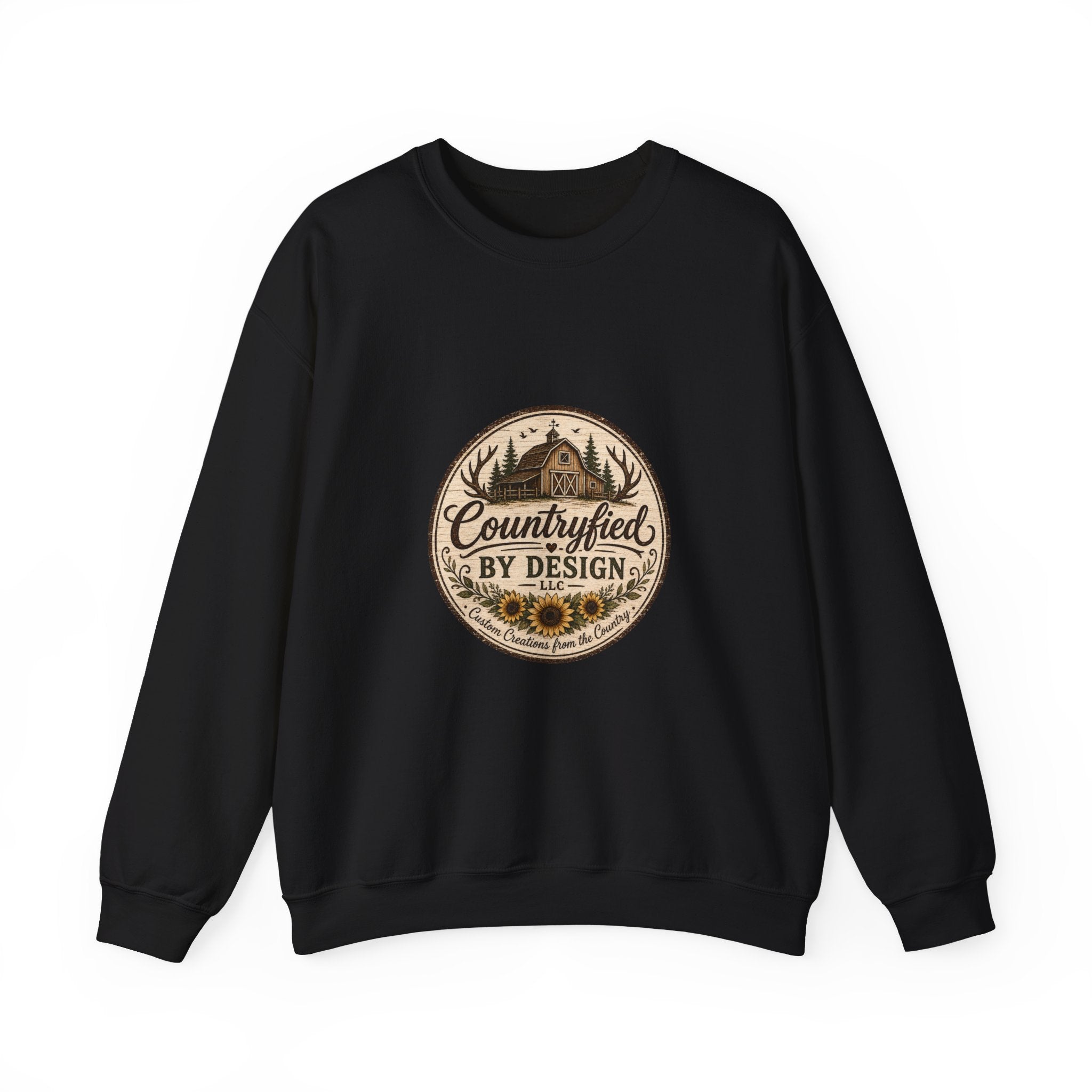 Countryfied By Design Crewneck Sweatshirt — Rustic Farmhouse Graphic Pullover