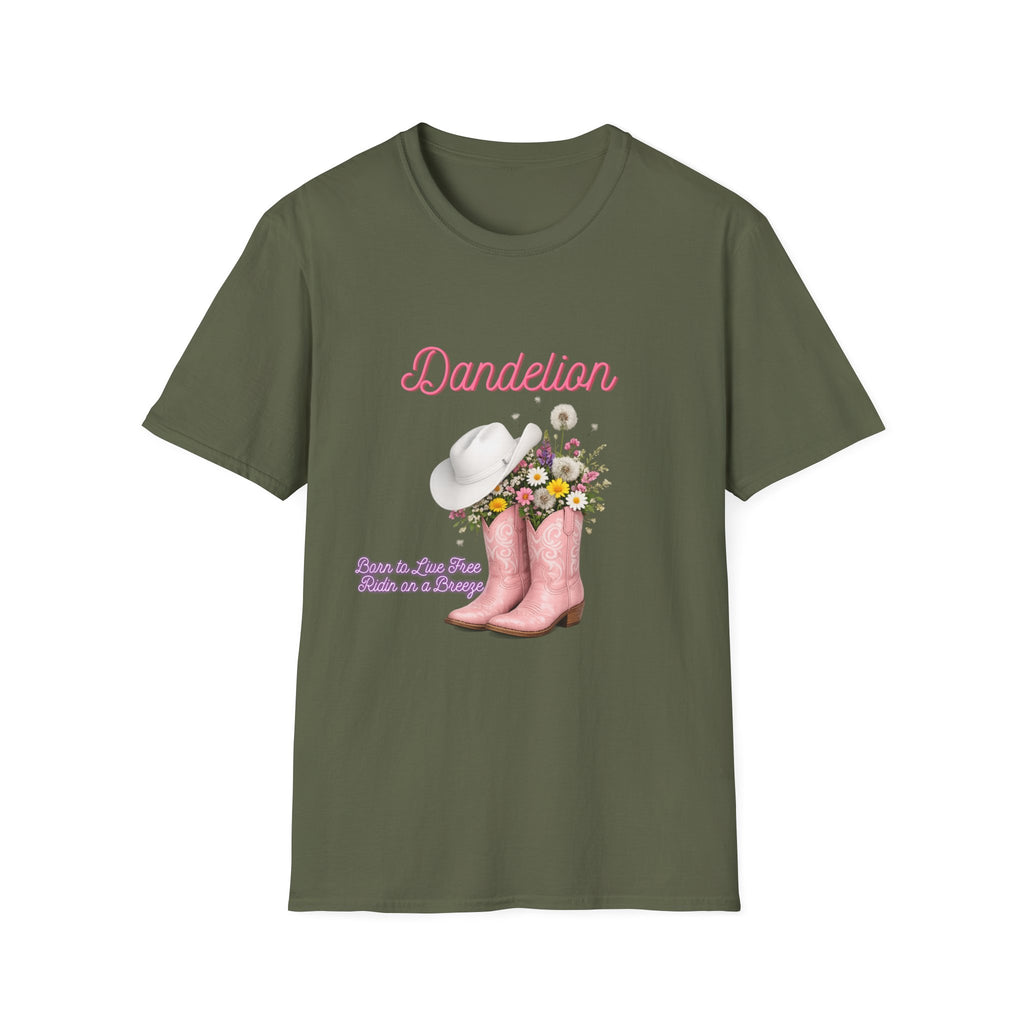 Dandelion Graphic T-Shirt — Floral Cowboy Boots & Hat Tee