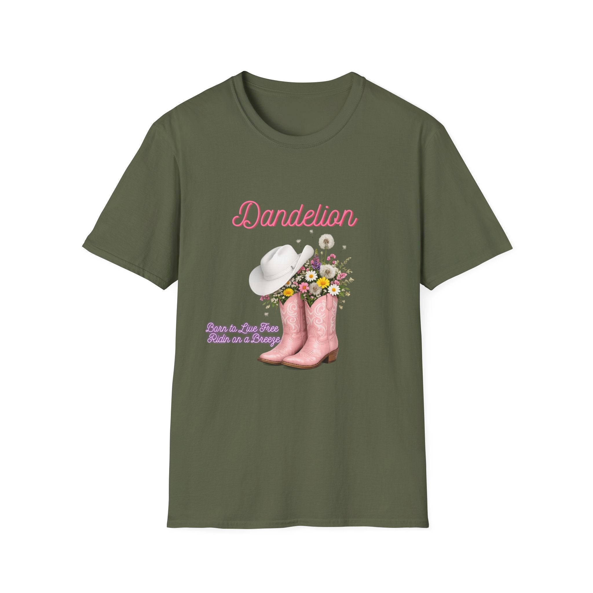 Dandelion Graphic T-Shirt — Floral Cowboy Boots & Hat Tee