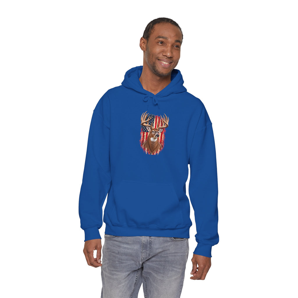 American Flag Deer Head Hoodie | Patriotic Buck Graphic Sweatshirt
