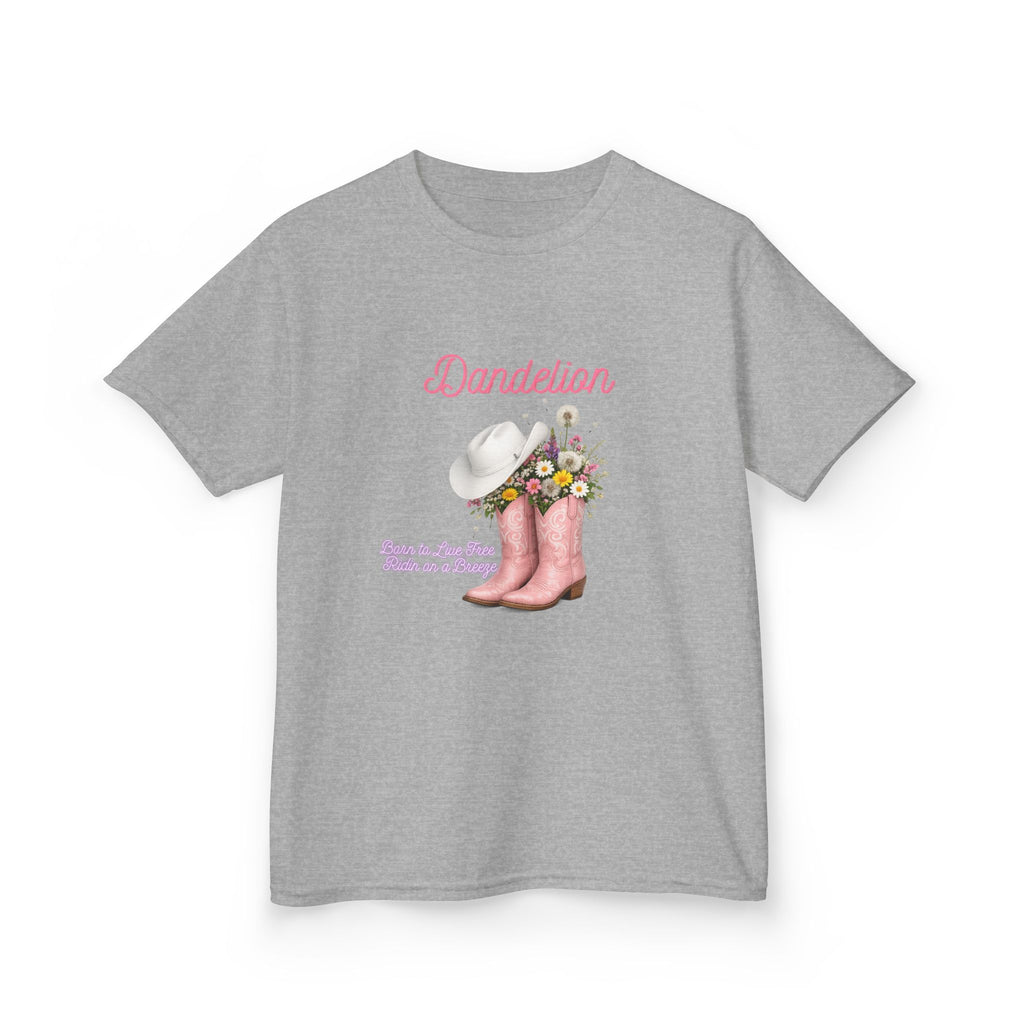 Kids T-Shirt — Dandelion Pink Rain Boots Floral Graphic Tee