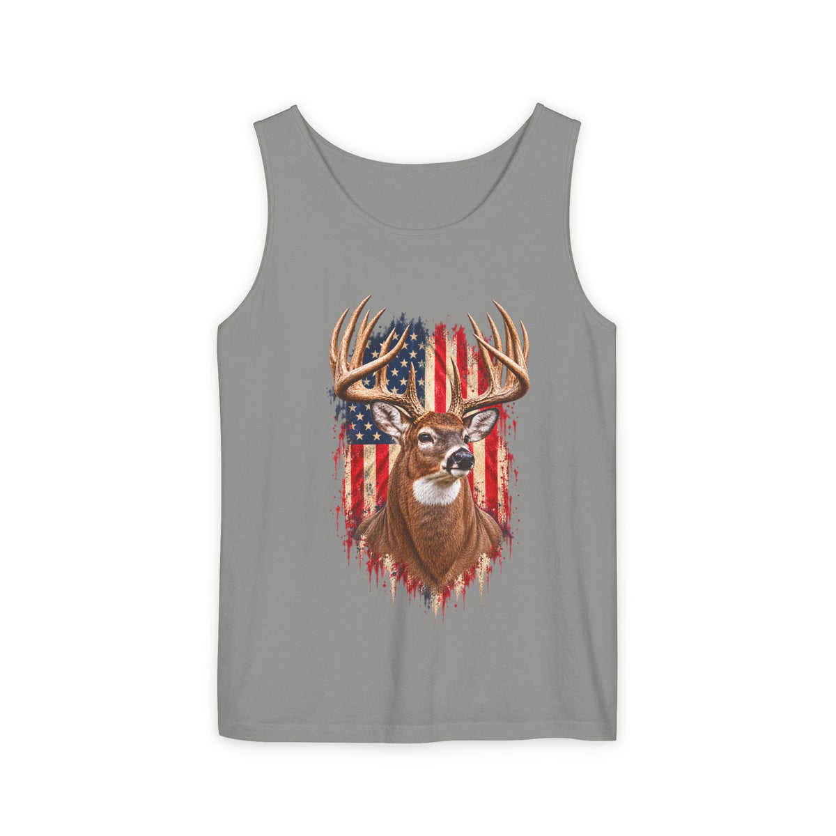 Buck American Flag Tank Top, Garment-Dyed Cotton, Relaxed Fit