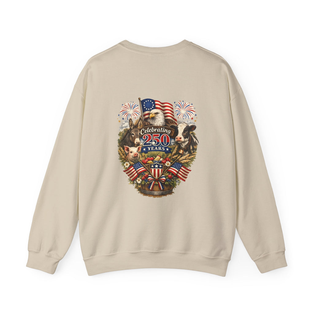 Crewneck Sweatshirt — "Celebrating 250 Years" Patriotic Eagle & Flag Design