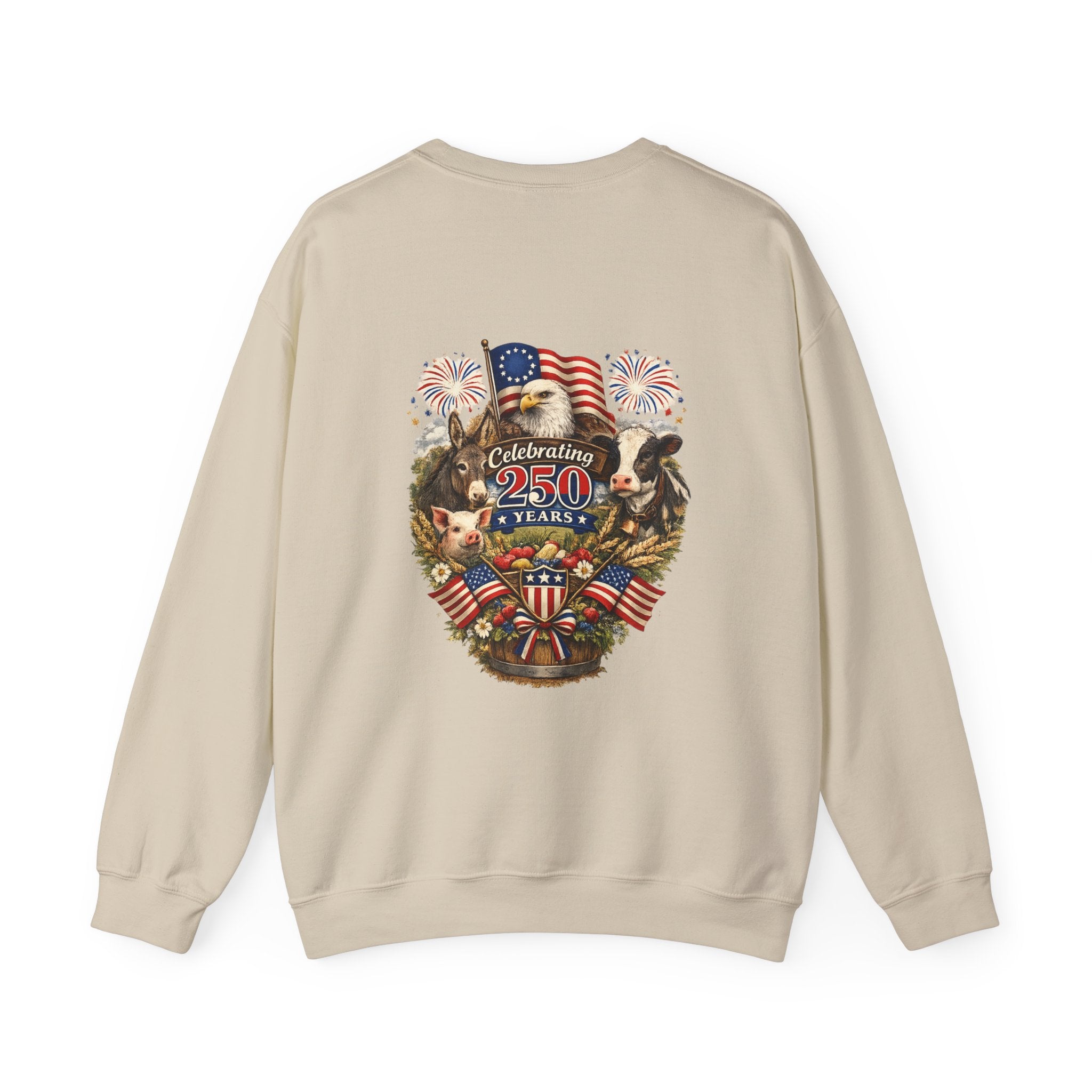 Crewneck Sweatshirt — "Celebrating 250 Years" Patriotic Eagle & Flag Design