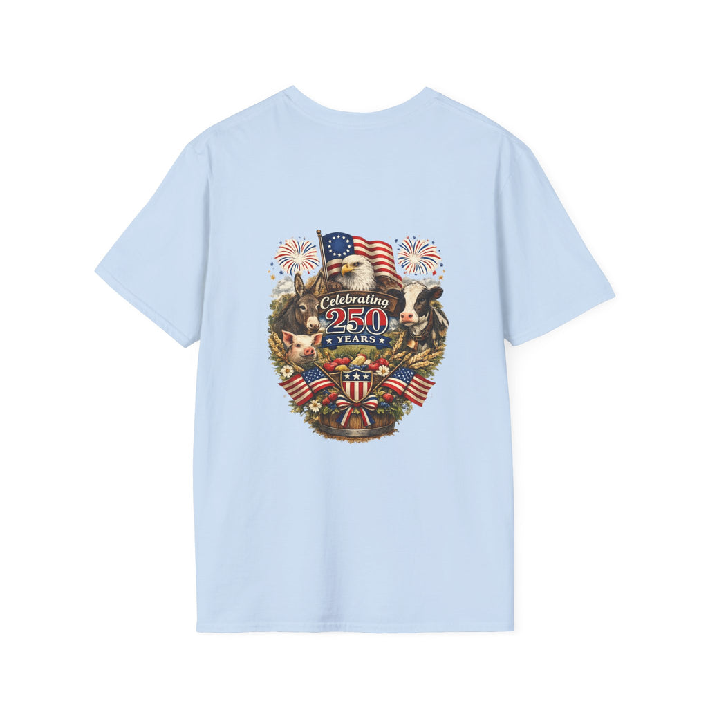 Patriotic Star Tee — Small Distressed Navy Star with Red Stripes