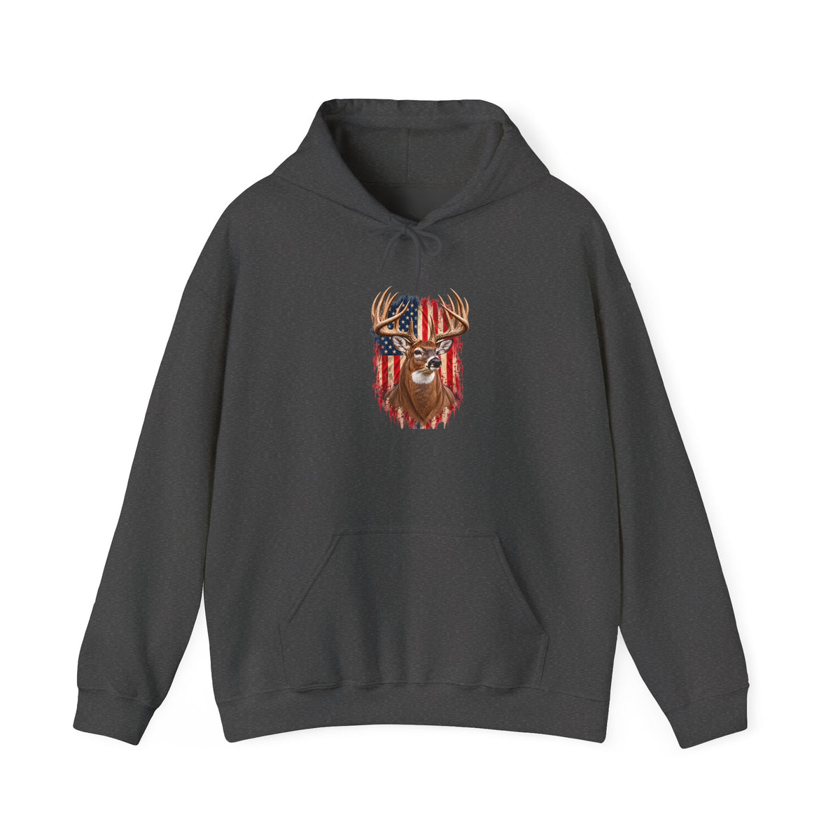 American Flag Deer Head Hoodie | Patriotic Buck Graphic Sweatshirt