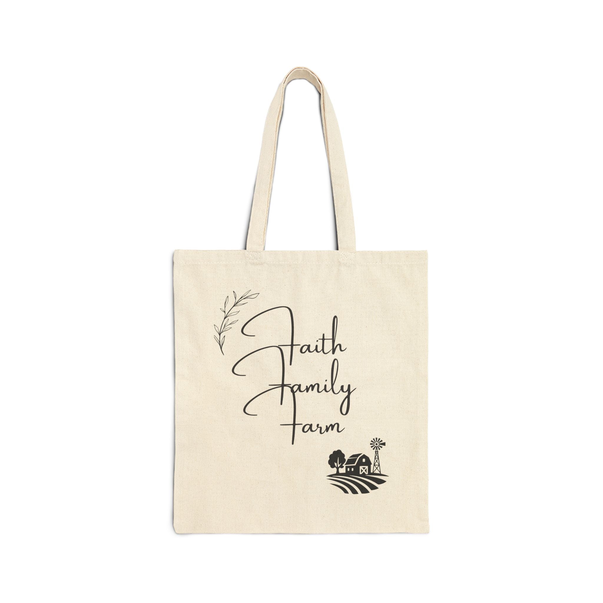 Faith Family Farm Canvas Tote Bag — Rustic Farmhouse Market Grocery Bag
