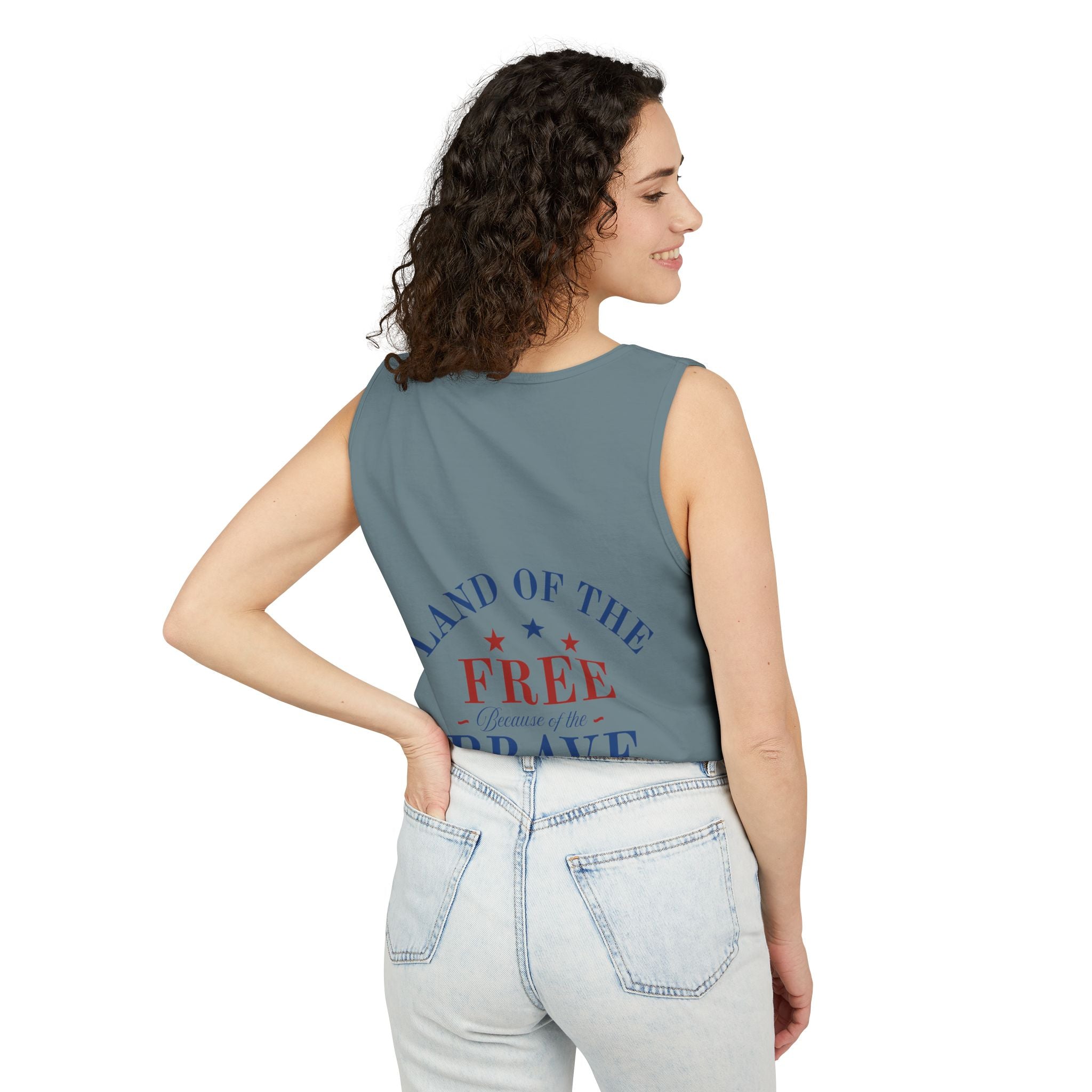 Patriotic Tank Top – "Red, White and Country" Vintage Truck | "Land of the Free" 4th of July Tank