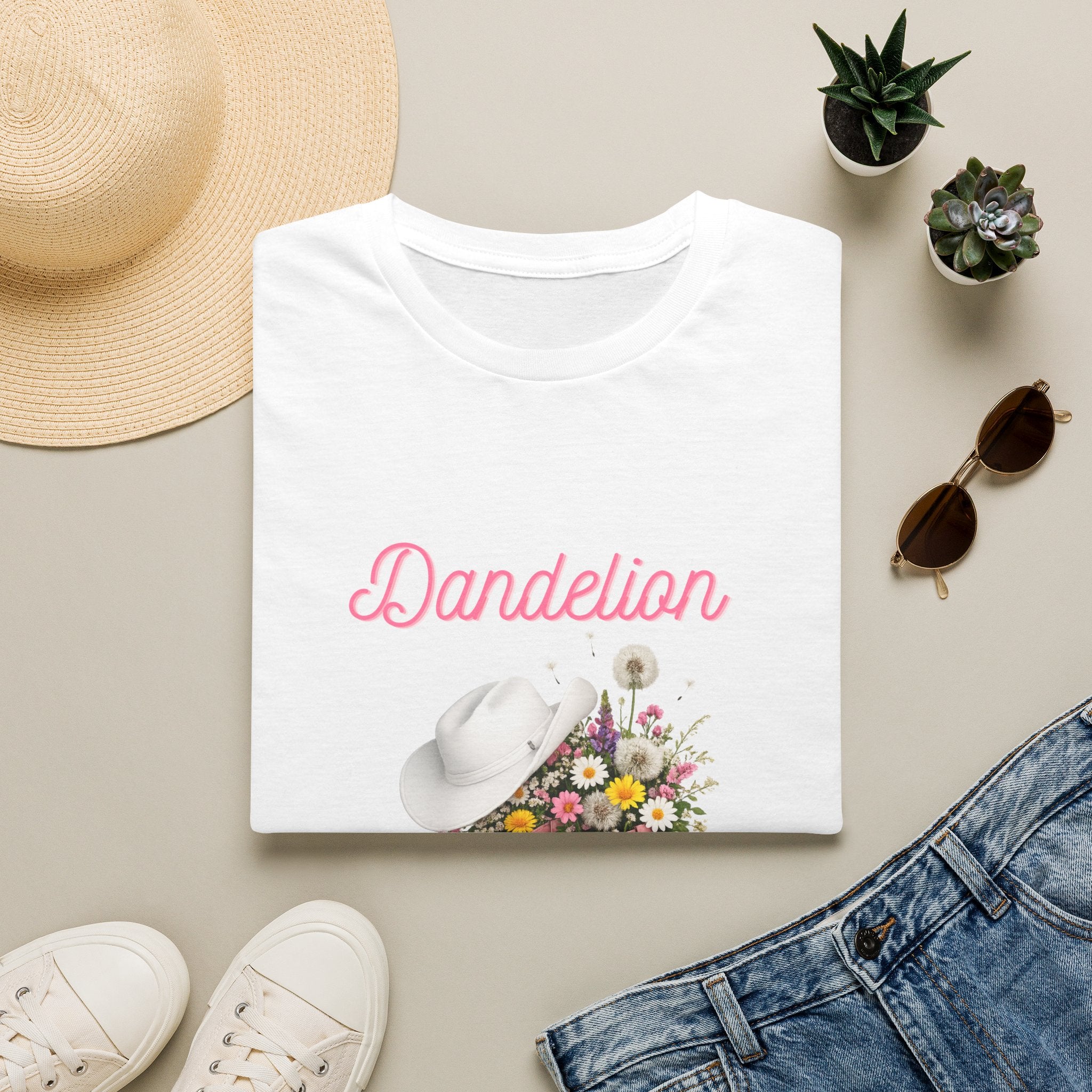 Dandelion Graphic T-Shirt — Floral Cowboy Boots & Hat Tee