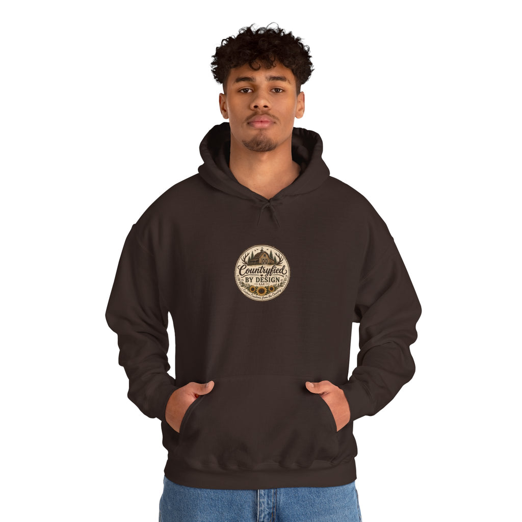 Outdoor Patch Hoodie - 'Campcrafted By Design' Vintage Mountain Emblem