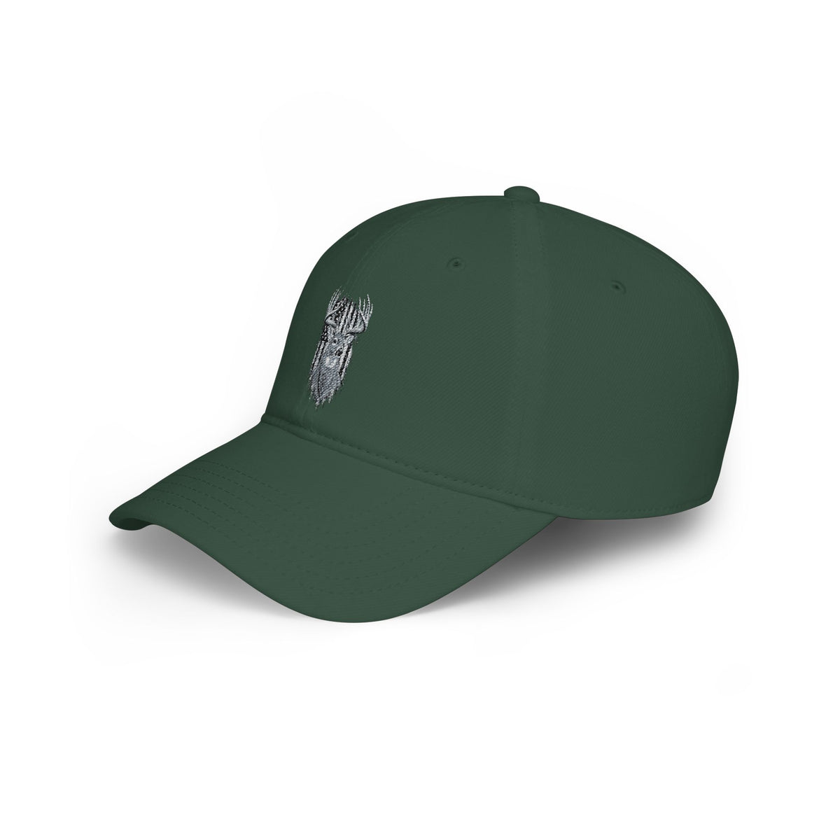 Low Profile Baseball Cap with Silver Viking Helmet Embroidery