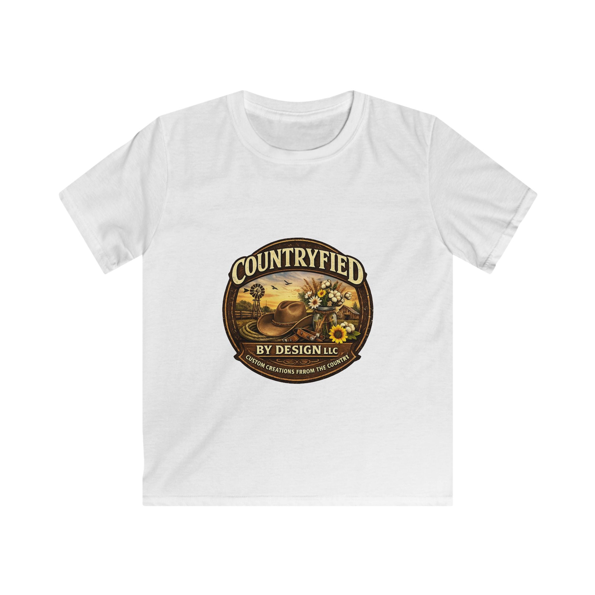 Kids Tee - "Countryfied" Vintage Farm Scene Graphic