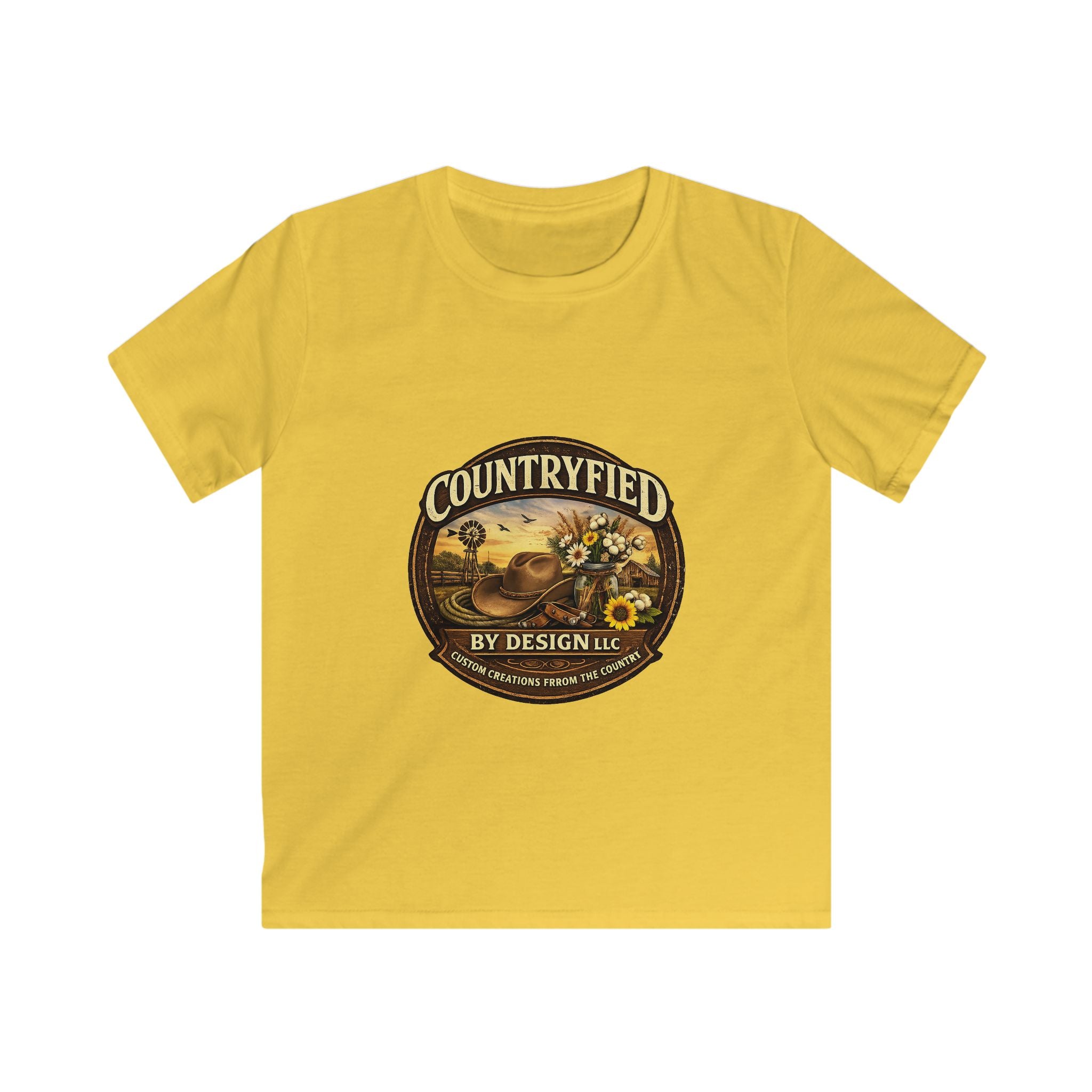 Kids Tee - "Countryfied" Vintage Farm Scene Graphic