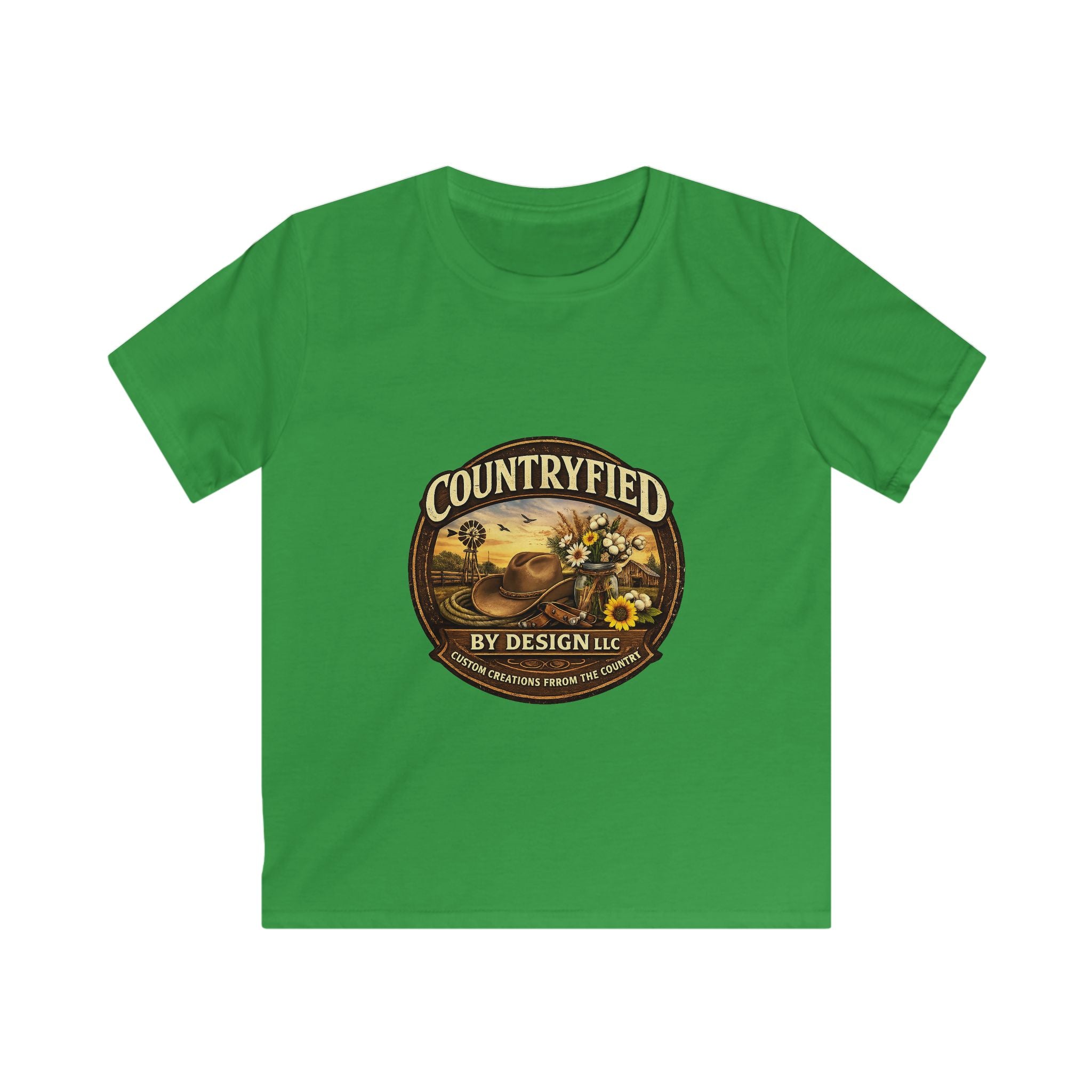 Kids Tee - "Countryfied" Vintage Farm Scene Graphic