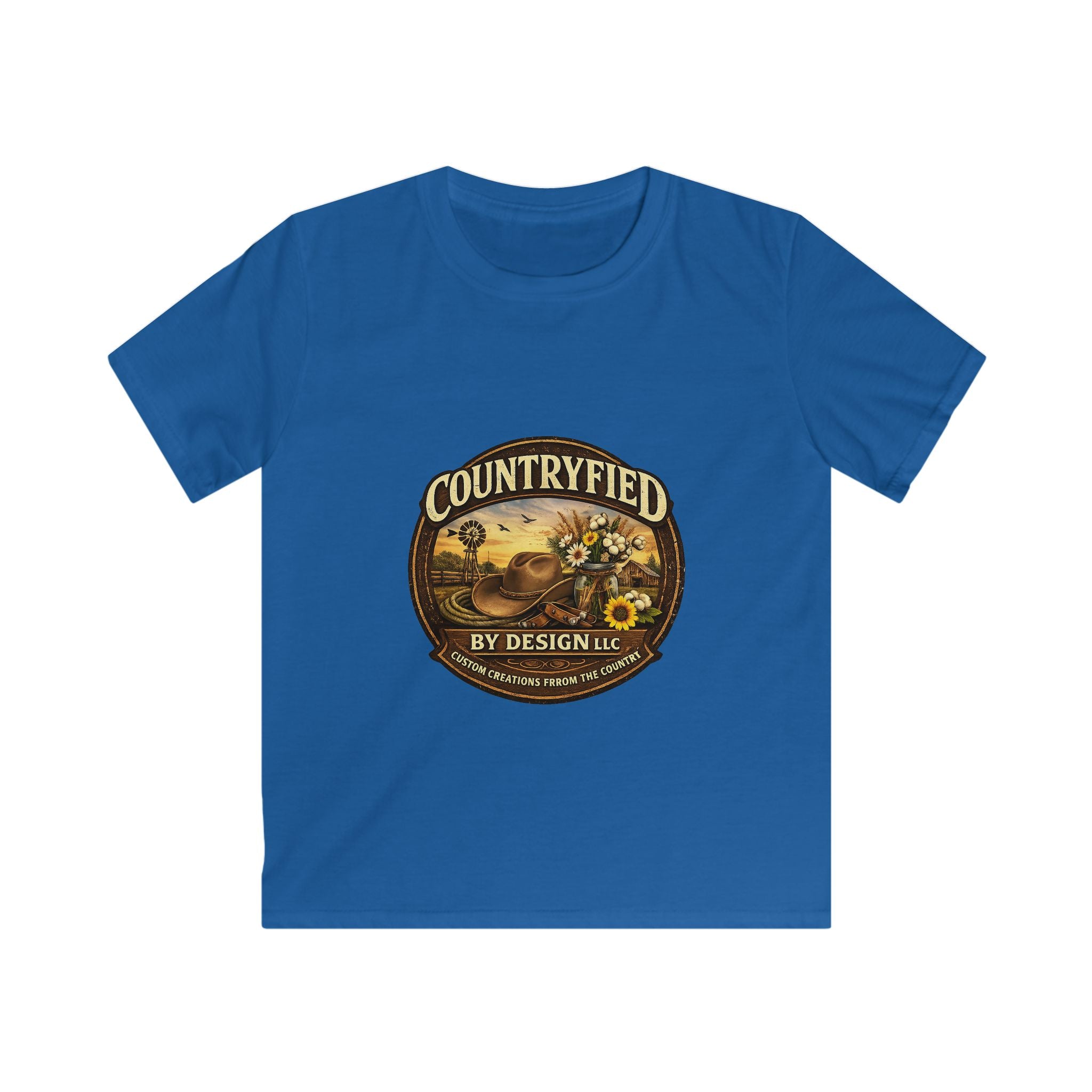 Kids Tee - "Countryfied" Vintage Farm Scene Graphic