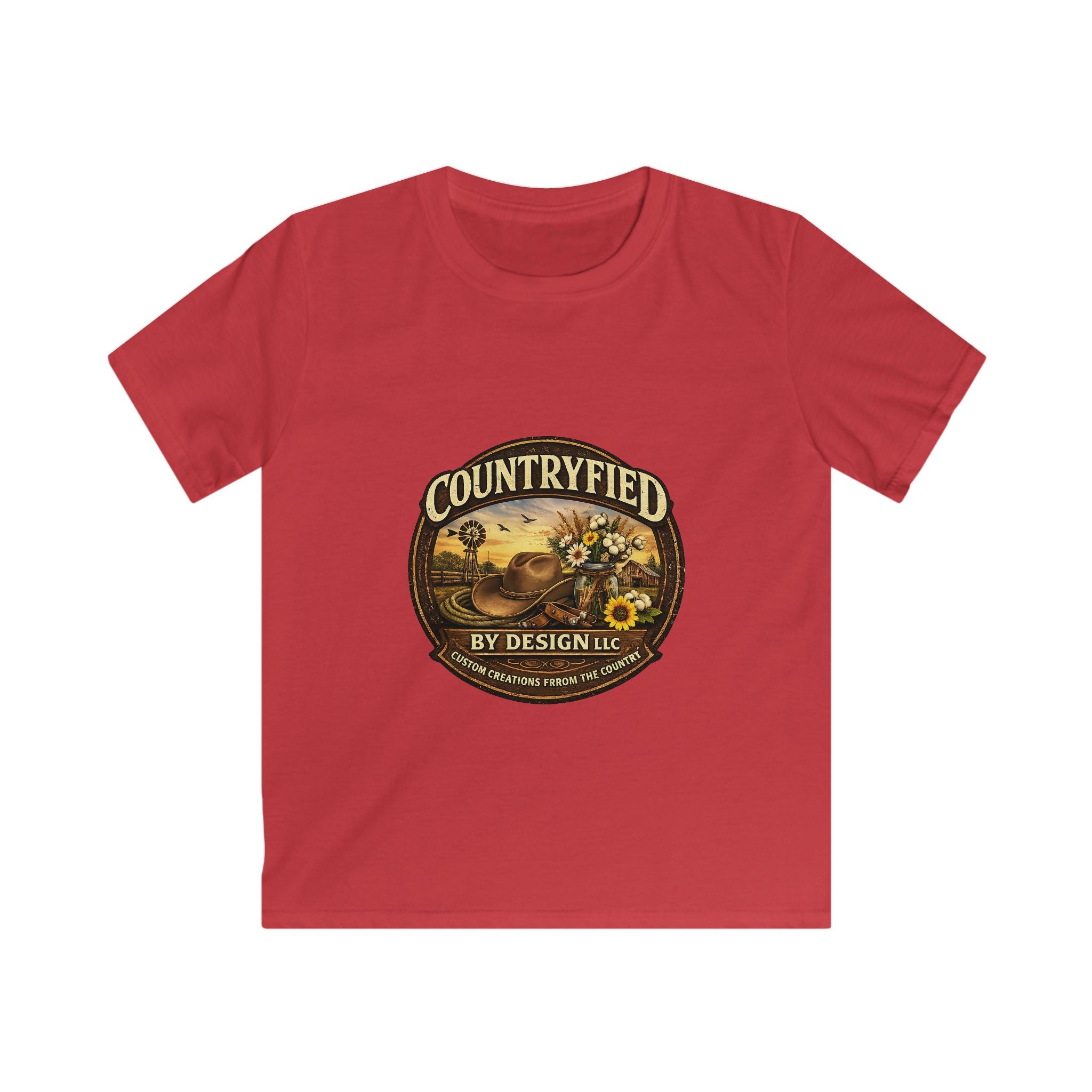 Kids Tee - "Countryfied" Vintage Farm Scene Graphic