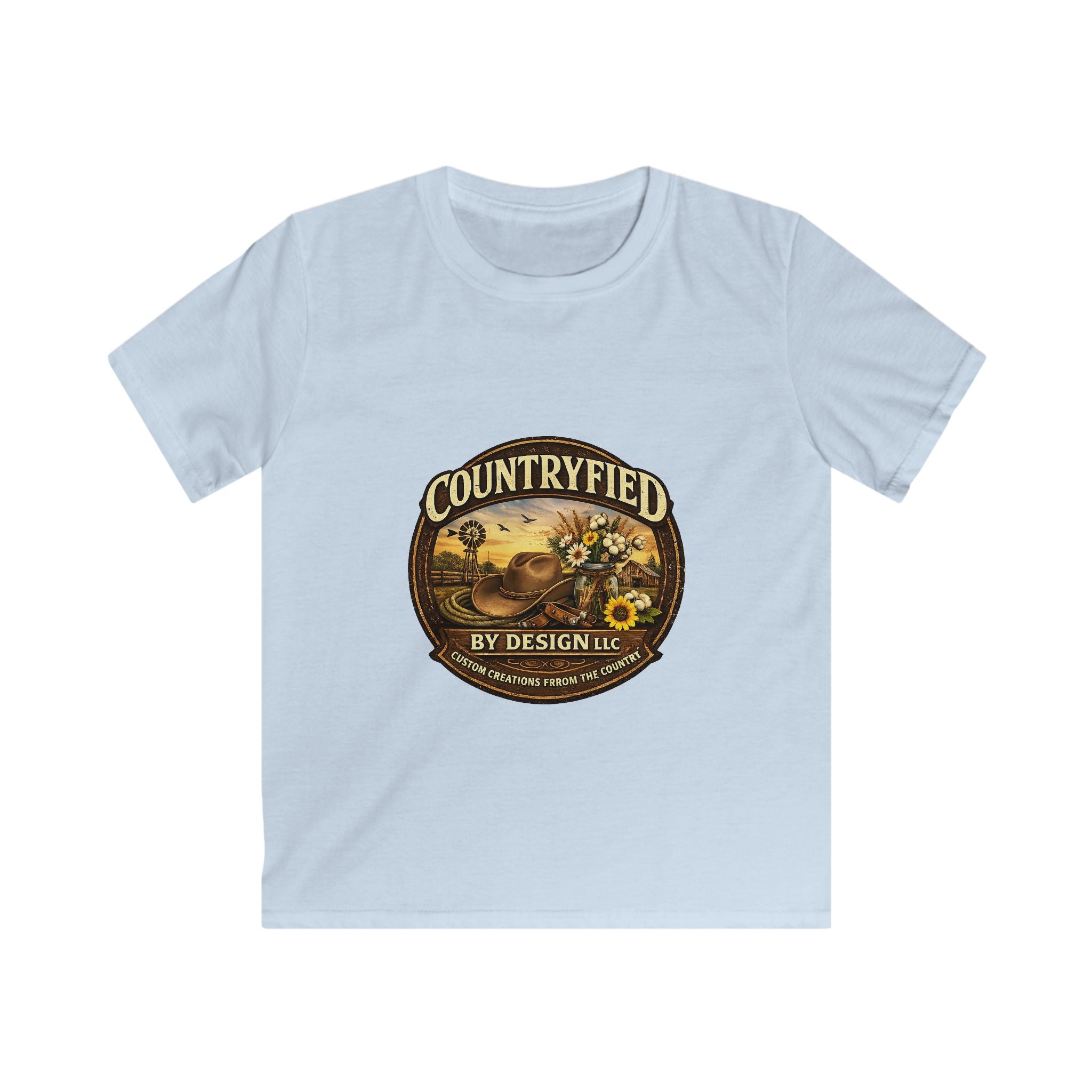 Kids Tee - "Countryfied" Vintage Farm Scene Graphic