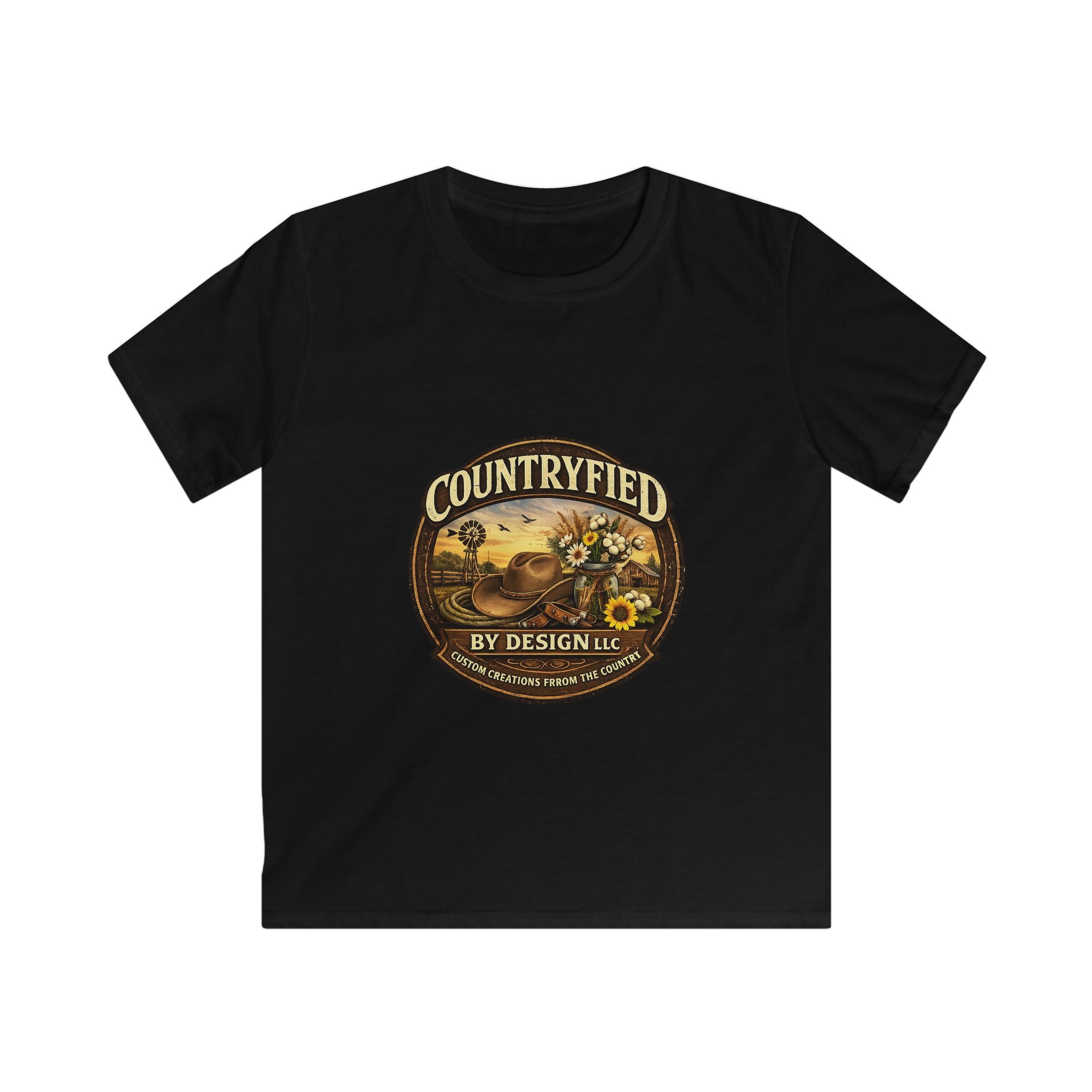 Kids Tee - "Countryfied" Vintage Farm Scene Graphic