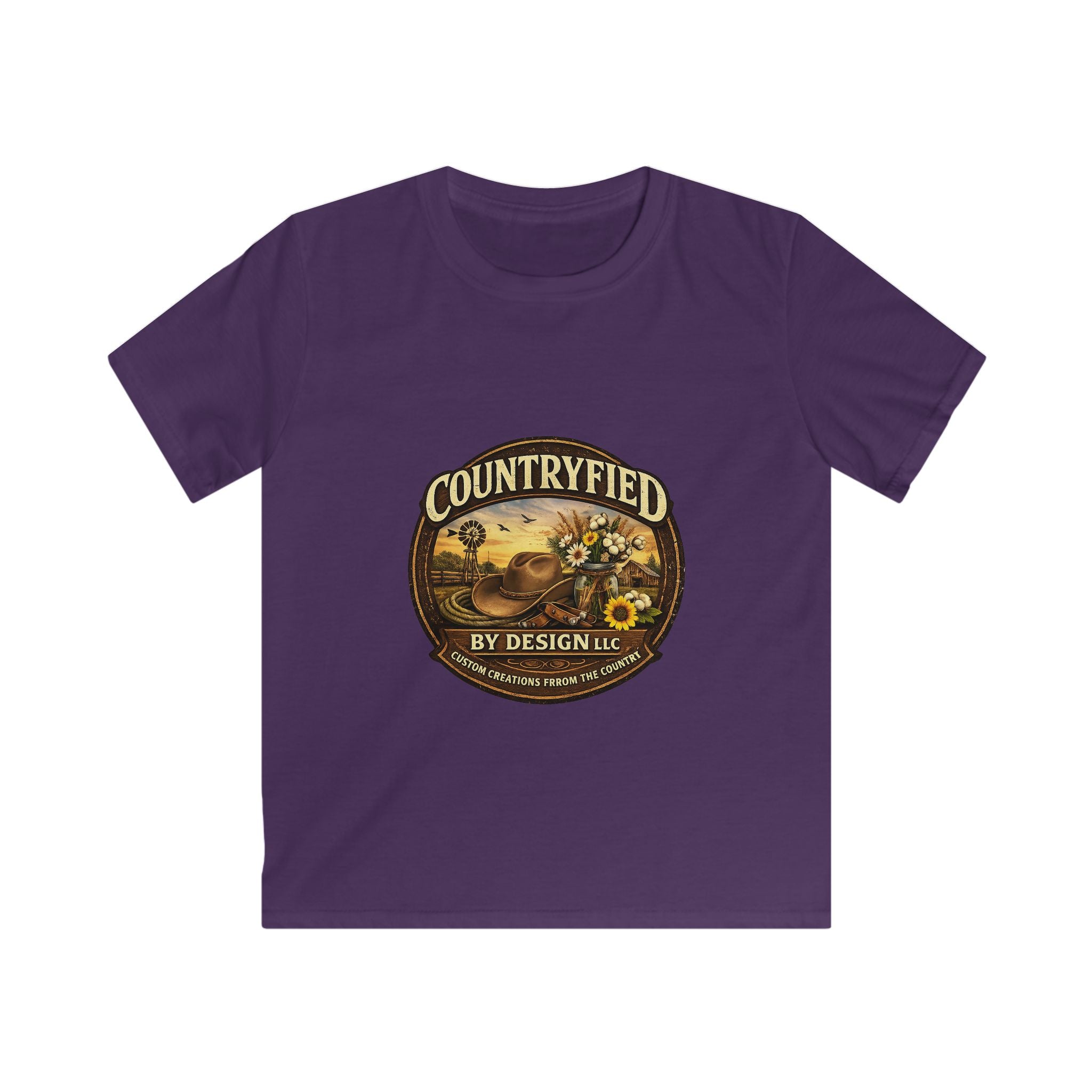 Kids Tee - "Countryfied" Vintage Farm Scene Graphic