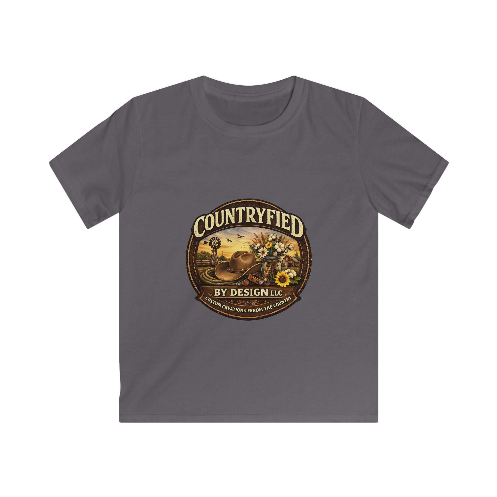 Kids Tee - "Countryfied" Vintage Farm Scene Graphic