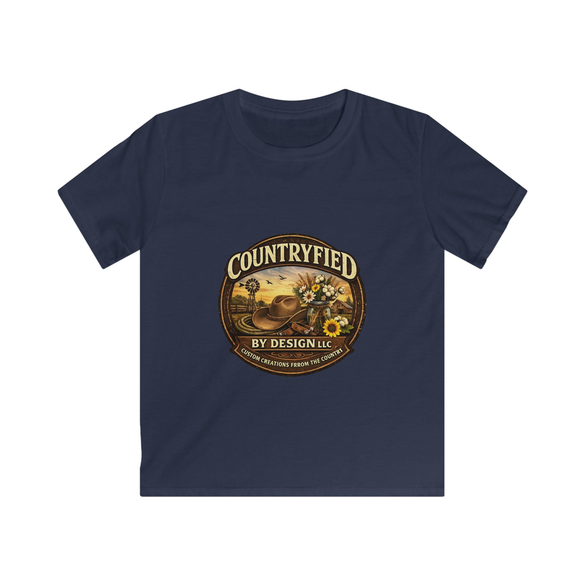 Kids Tee - "Countryfied" Vintage Farm Scene Graphic