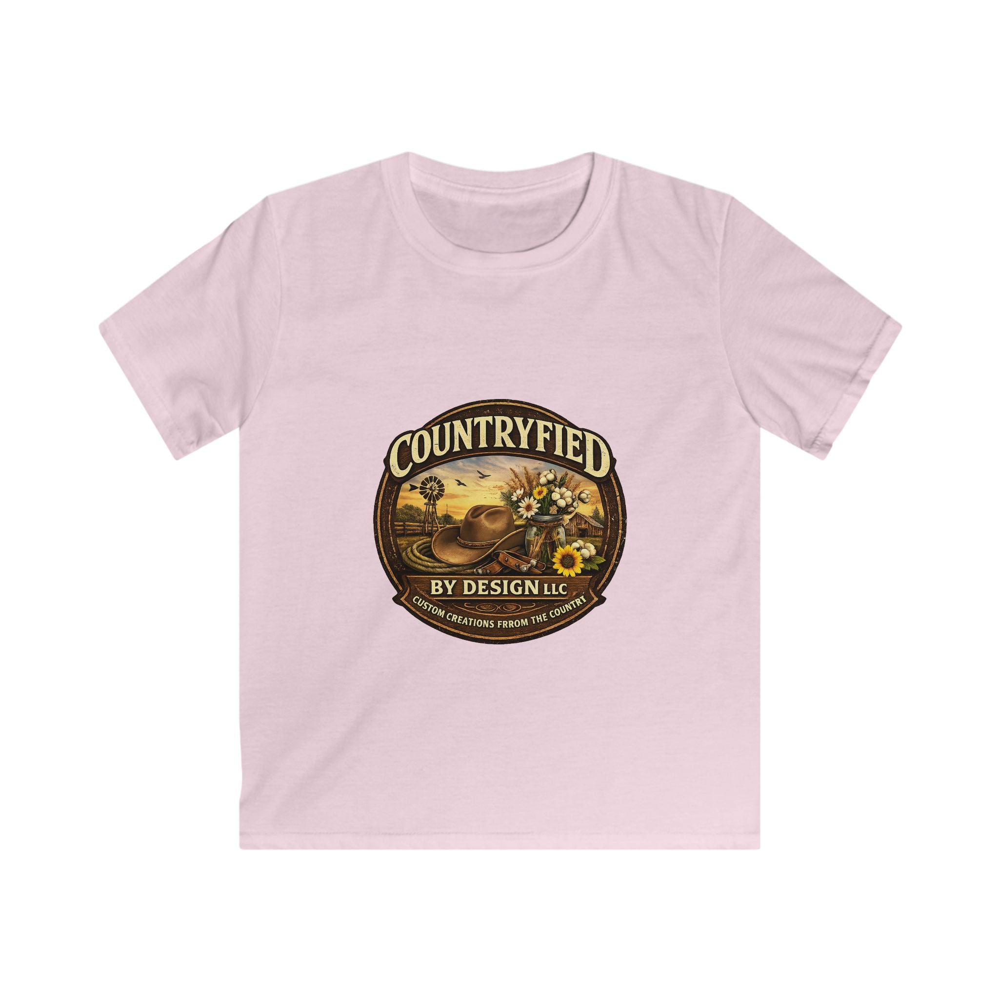 Kids Tee - "Countryfied" Vintage Farm Scene Graphic