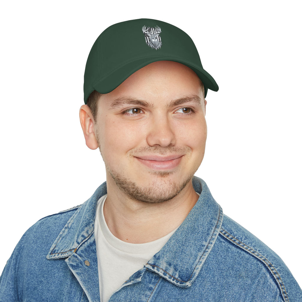 Low Profile Baseball Cap with Silver Viking Helmet Embroidery