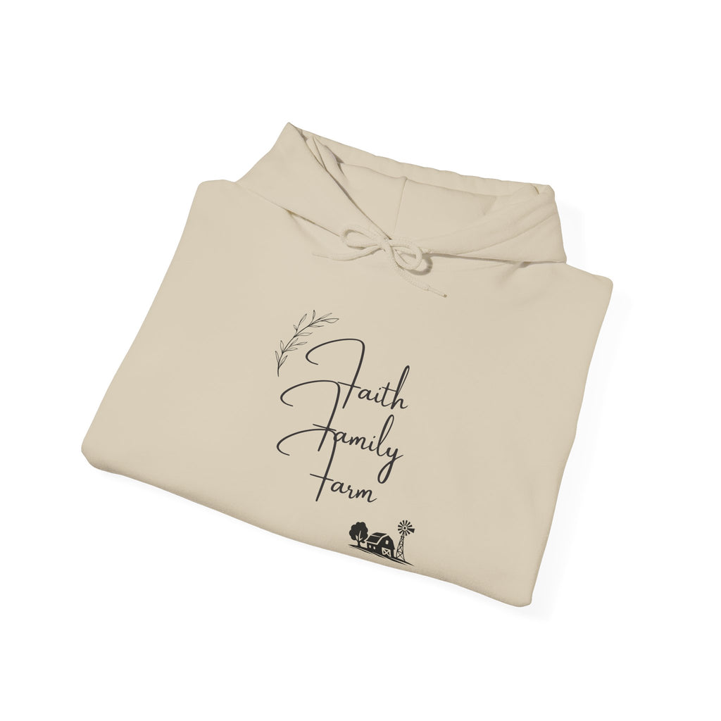 Faith Family Farm Hoodie — Minimal Script Farmhouse Pullover
