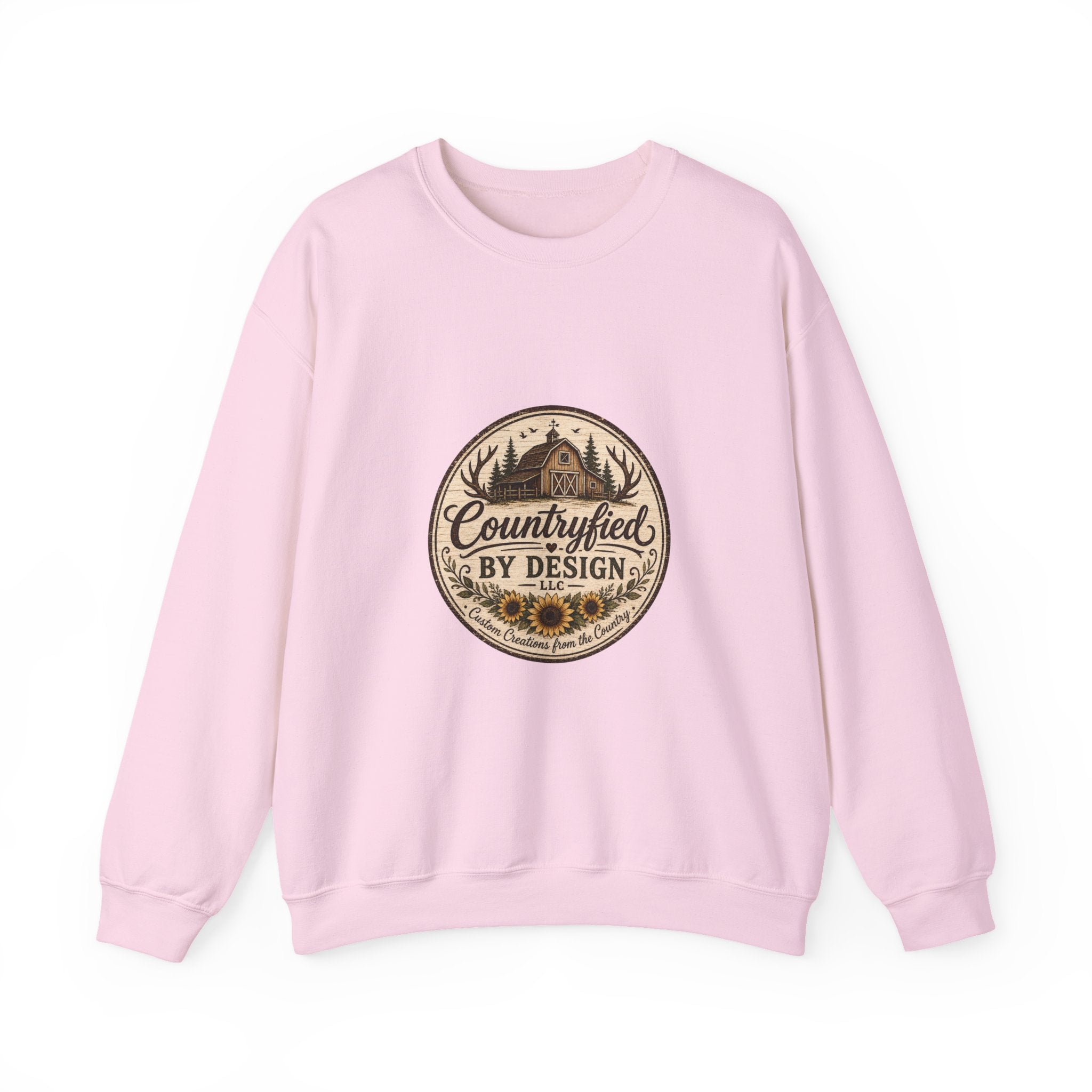 Countryfied By Design Crewneck Sweatshirt — Rustic Farmhouse Graphic Pullover