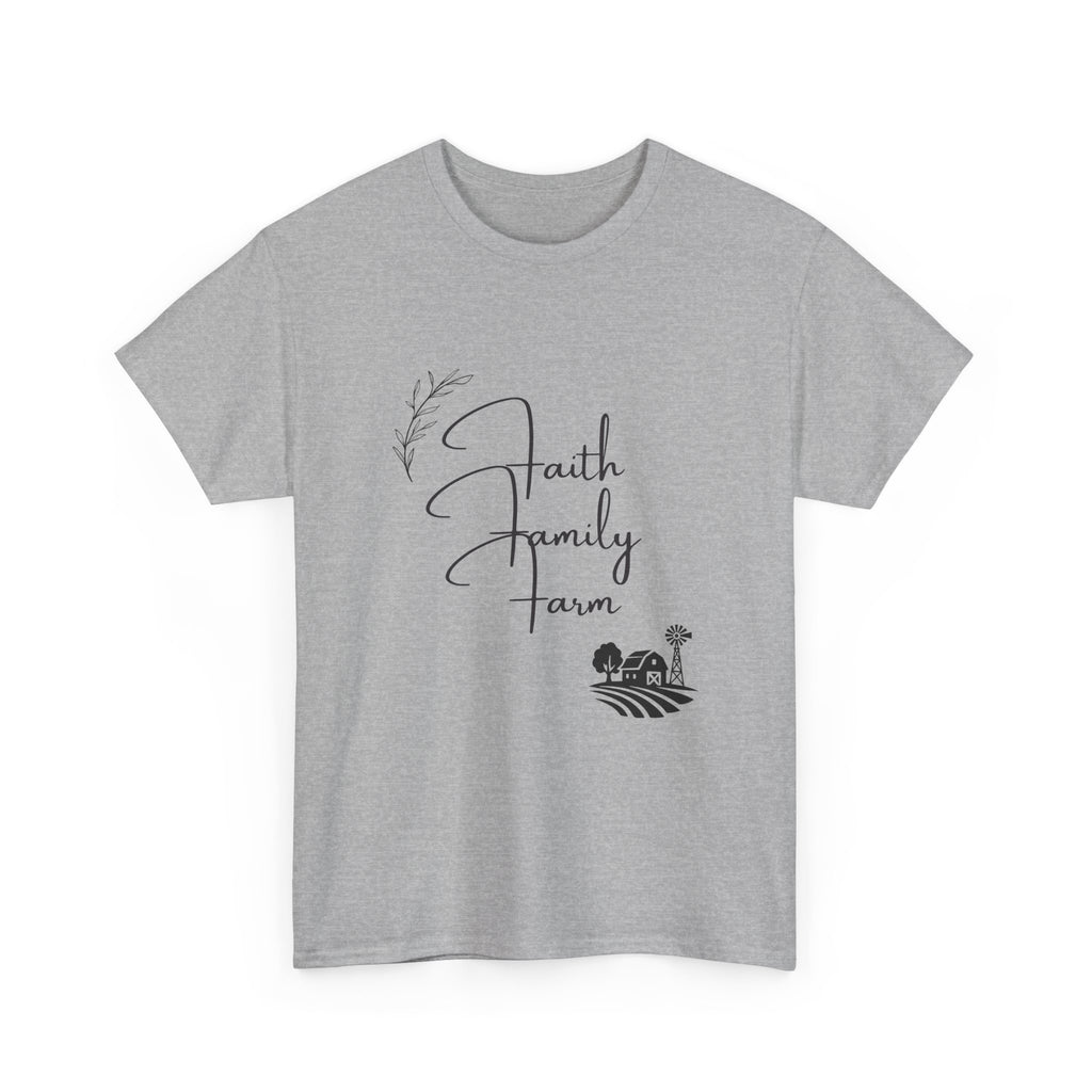 Faith Family Farm T-Shirt — Rustic Farmhouse Scripture Tee