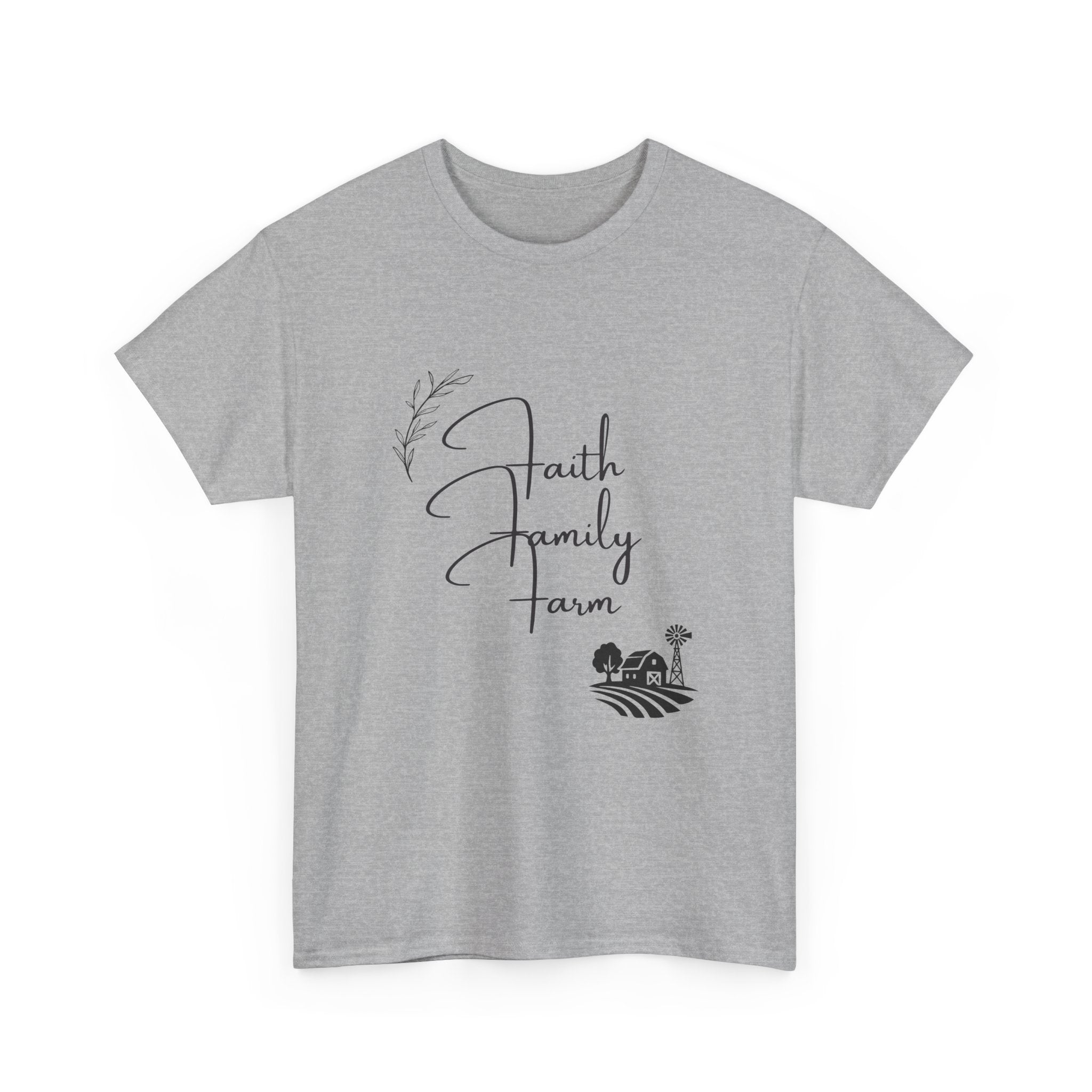Faith Family Farm T-Shirt — Rustic Farmhouse Scripture Tee