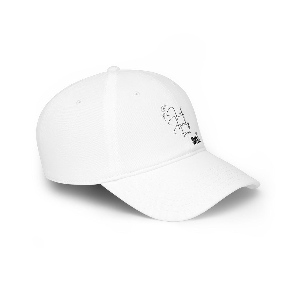 Low Profile Baseball Cap - 'Family Time' Script Hat with Coffee Icon
