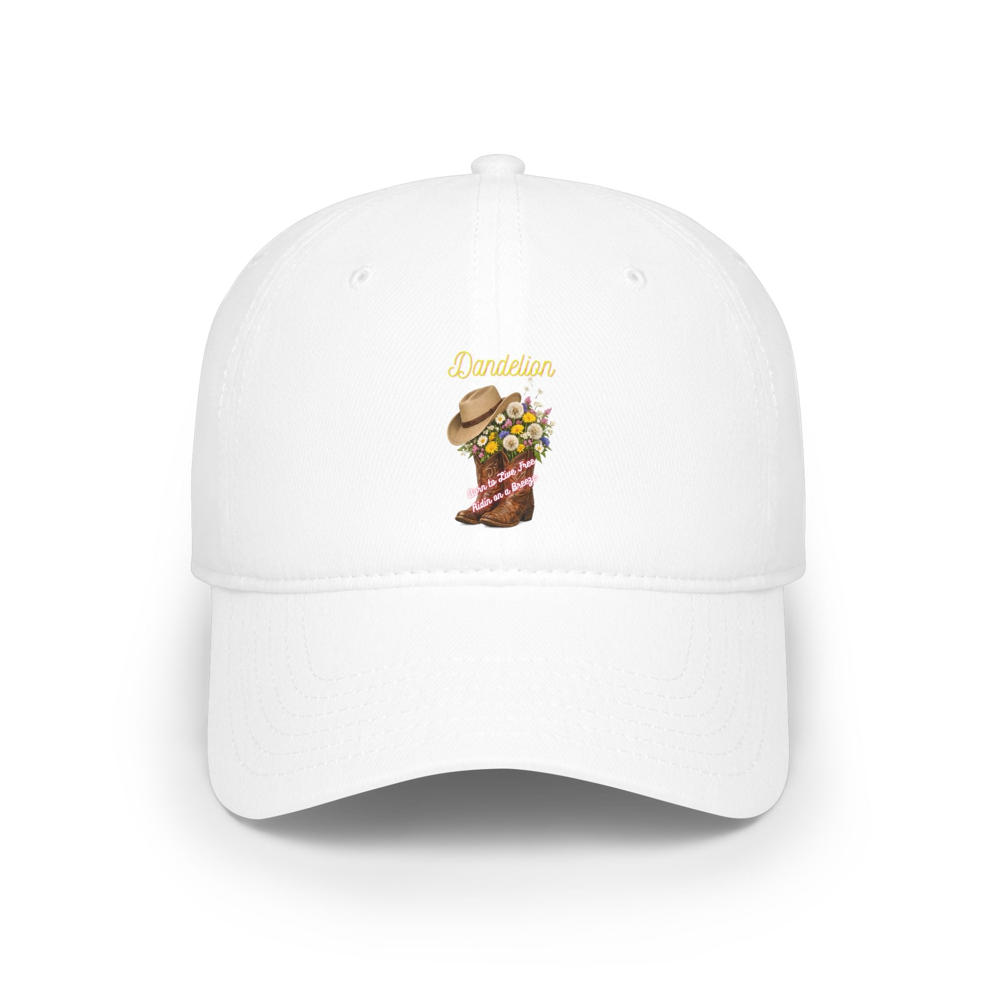 Cowgirl Boots & Flowers Baseball Cap — 'Cowgirl' Embroidered Low Profile Hat