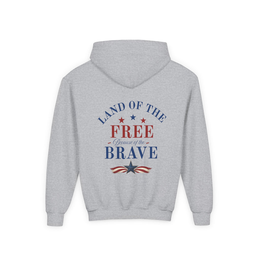 Youth Patriotic Hoodie – "Red, White & Country" | Land of the Free, Home of the Brave