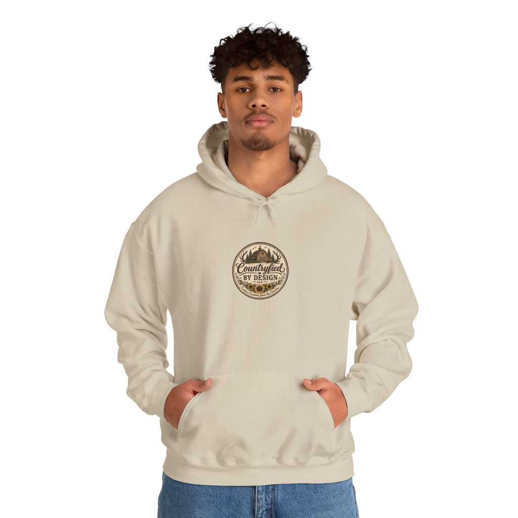Outdoor Patch Hoodie - 'Campcrafted By Design' Vintage Mountain Emblem