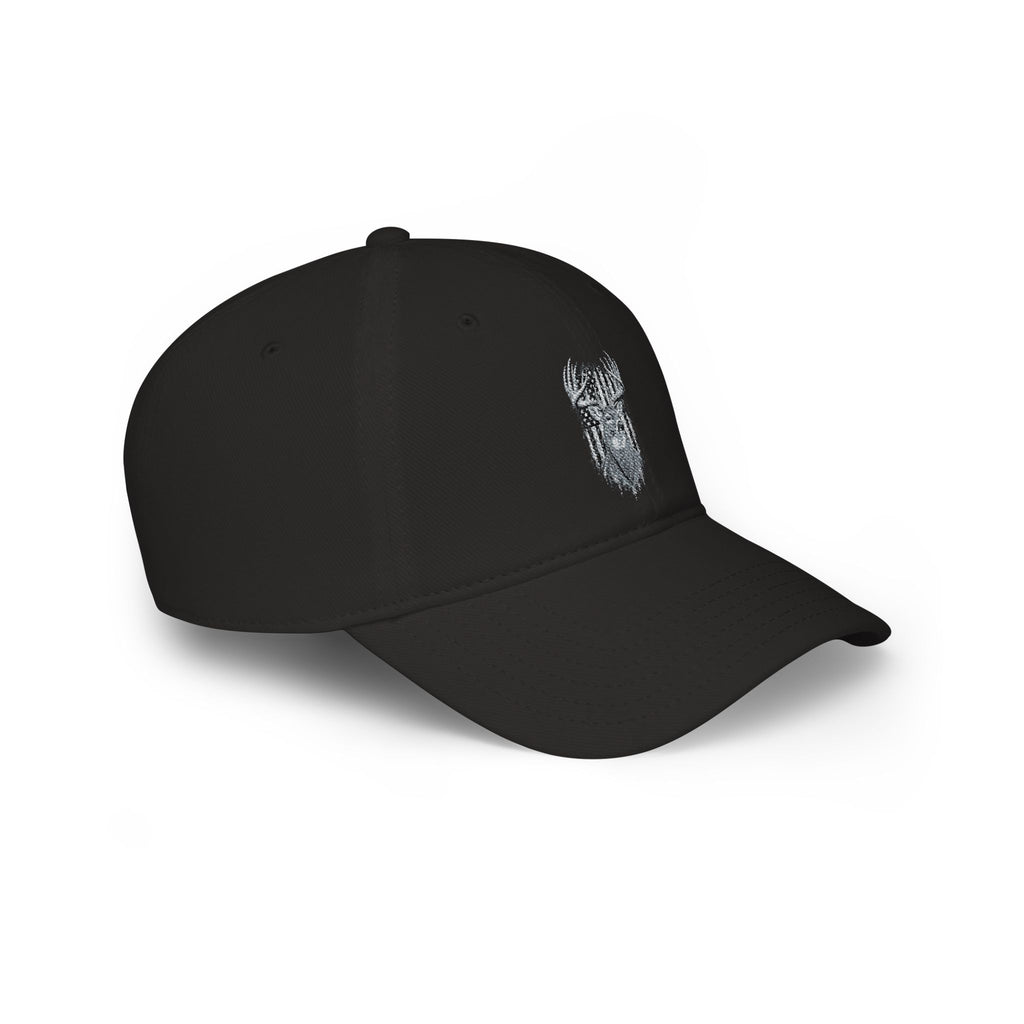Low Profile Baseball Cap with Silver Viking Helmet Embroidery