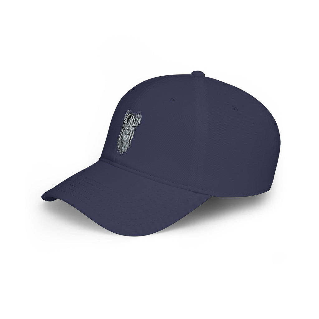 Low Profile Baseball Cap with Silver Viking Helmet Embroidery