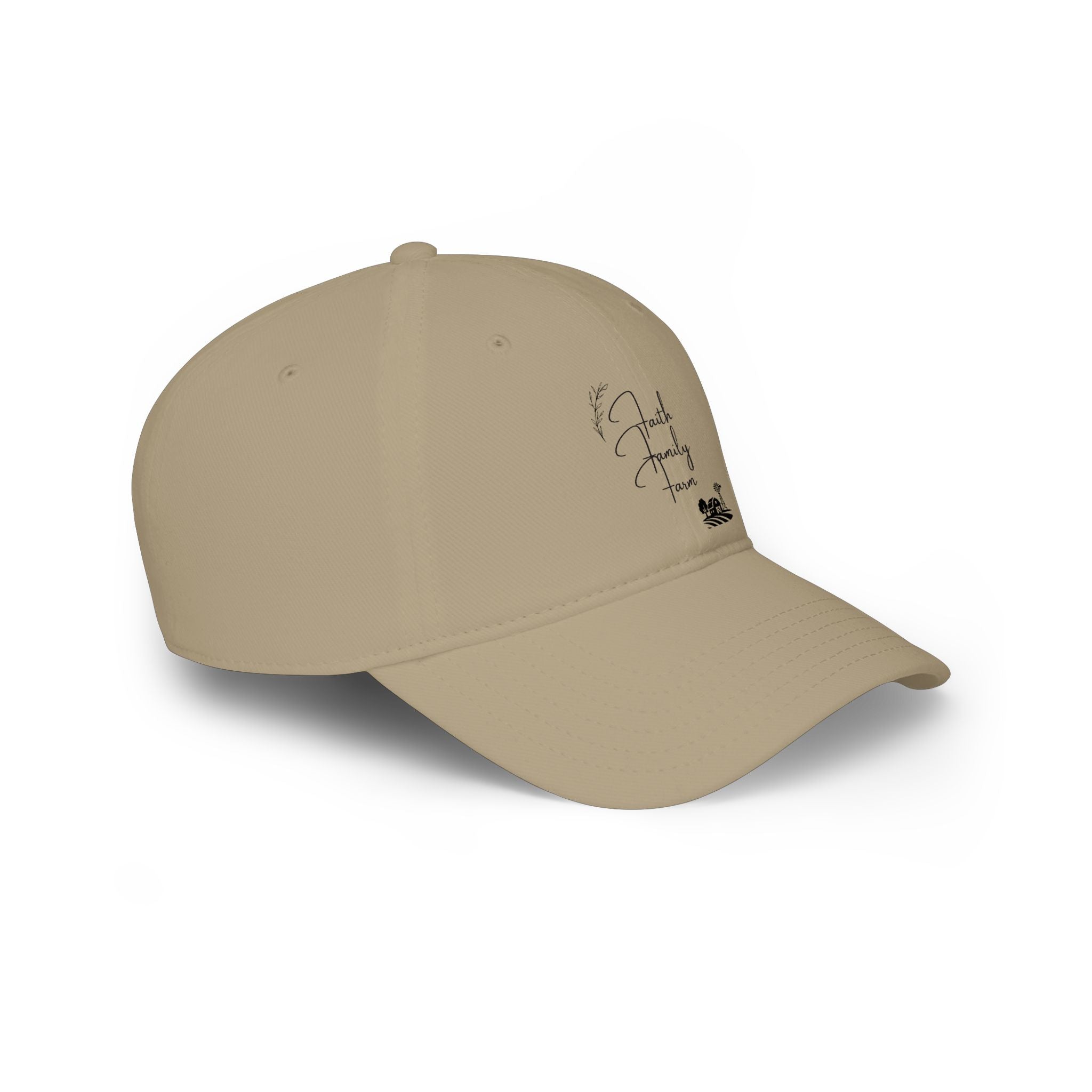 Low Profile Baseball Cap - 'Family Time' Script Hat with Coffee Icon