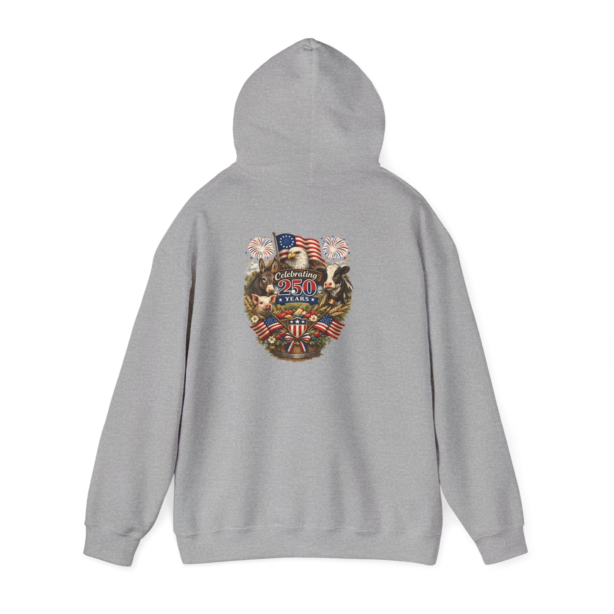 Patriotic Star & Shield Hoodie — USA Flag Graphic Pullover for 4th of July