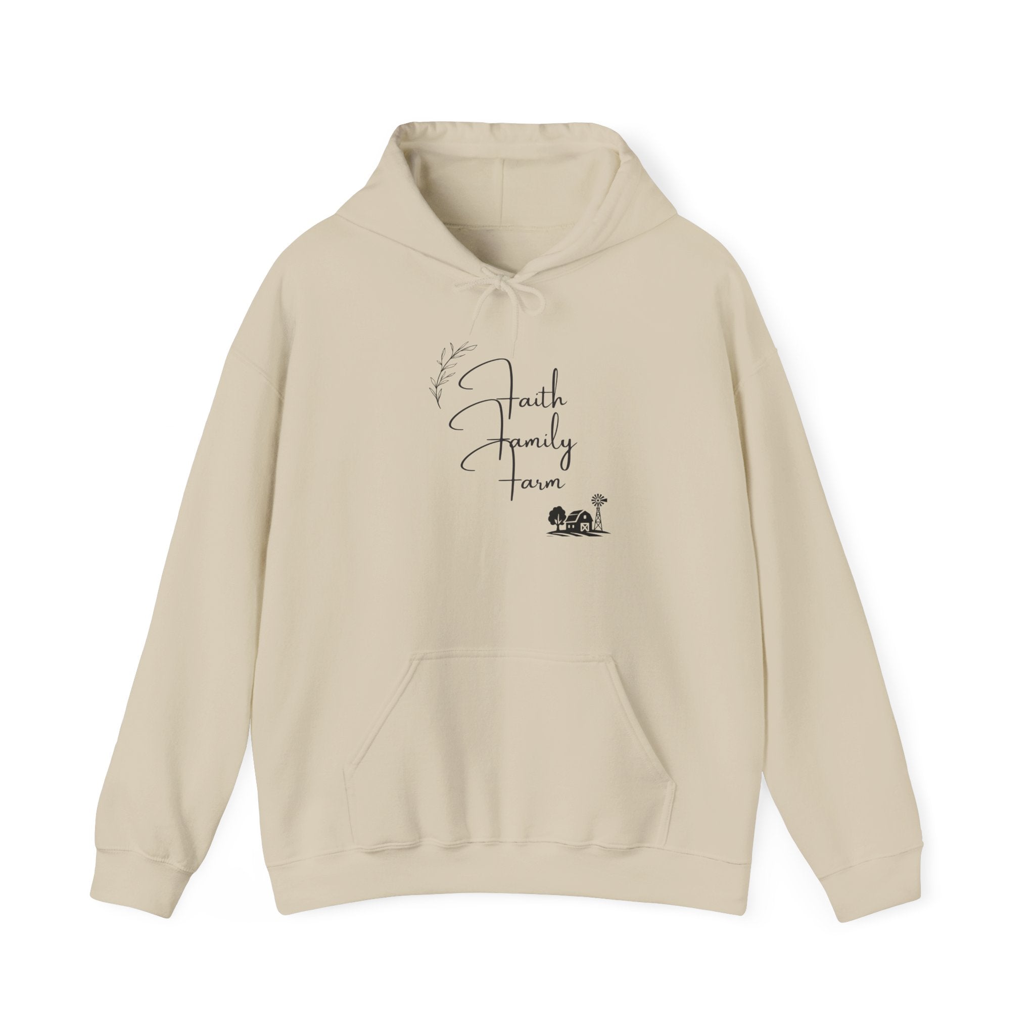 Faith Family Farm Hoodie — Minimal Script Farmhouse Pullover
