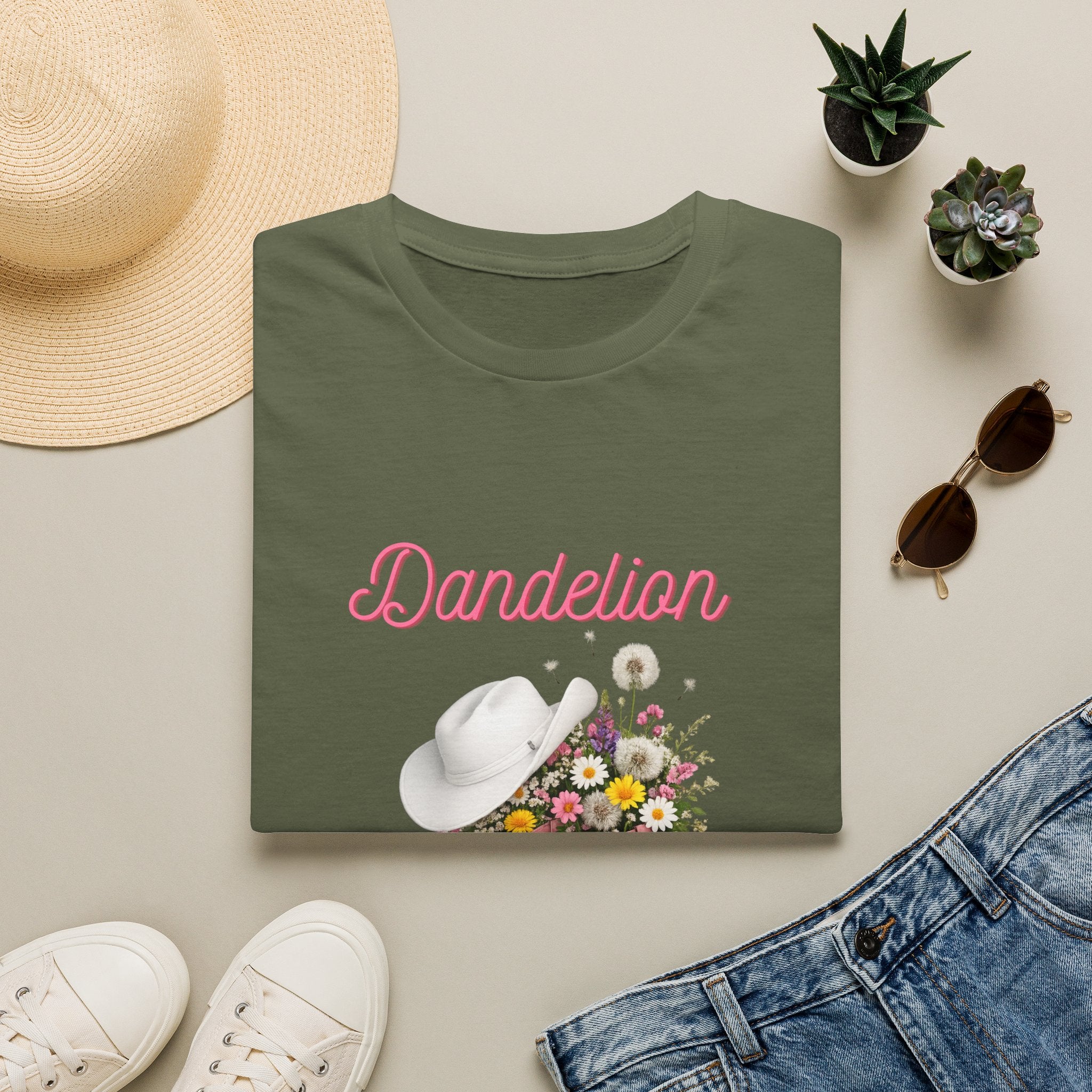 Dandelion Graphic T-Shirt — Floral Cowboy Boots & Hat Tee