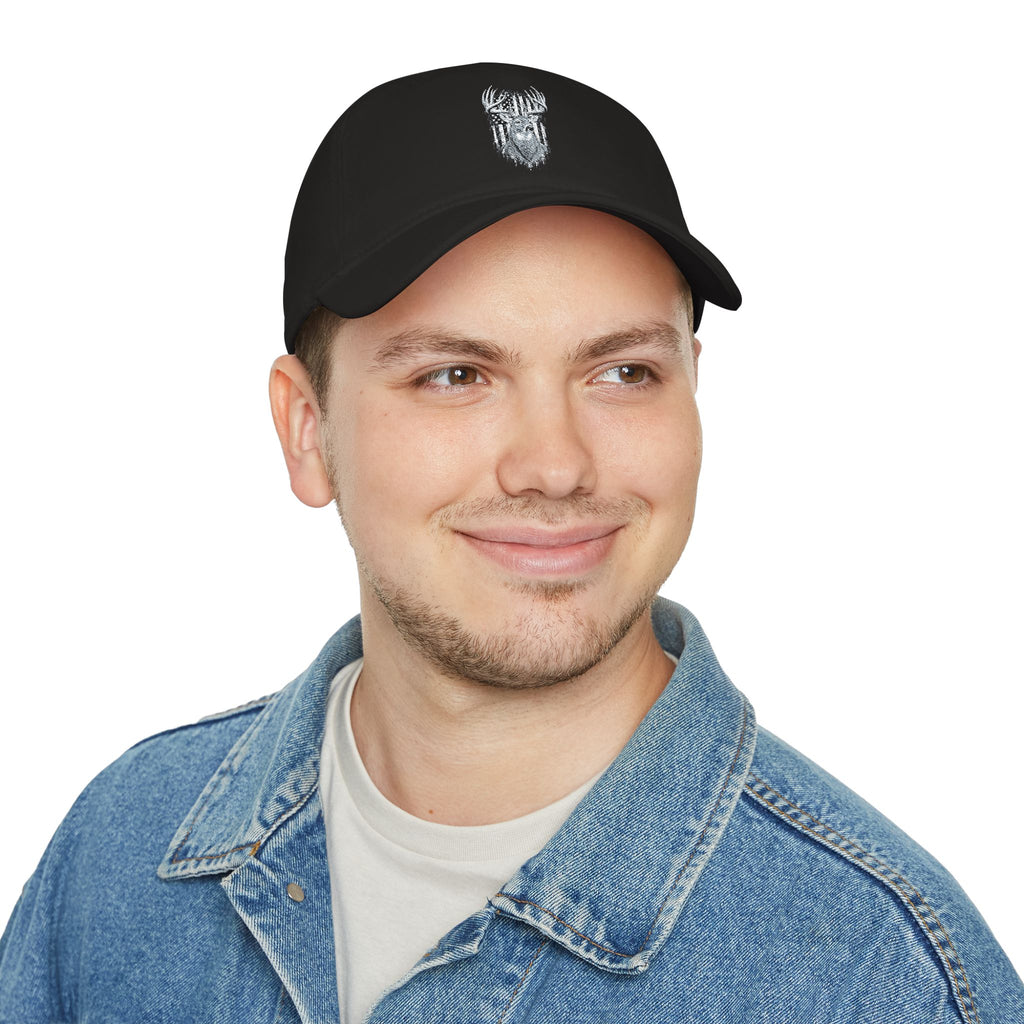 Low Profile Baseball Cap with Silver Viking Helmet Embroidery